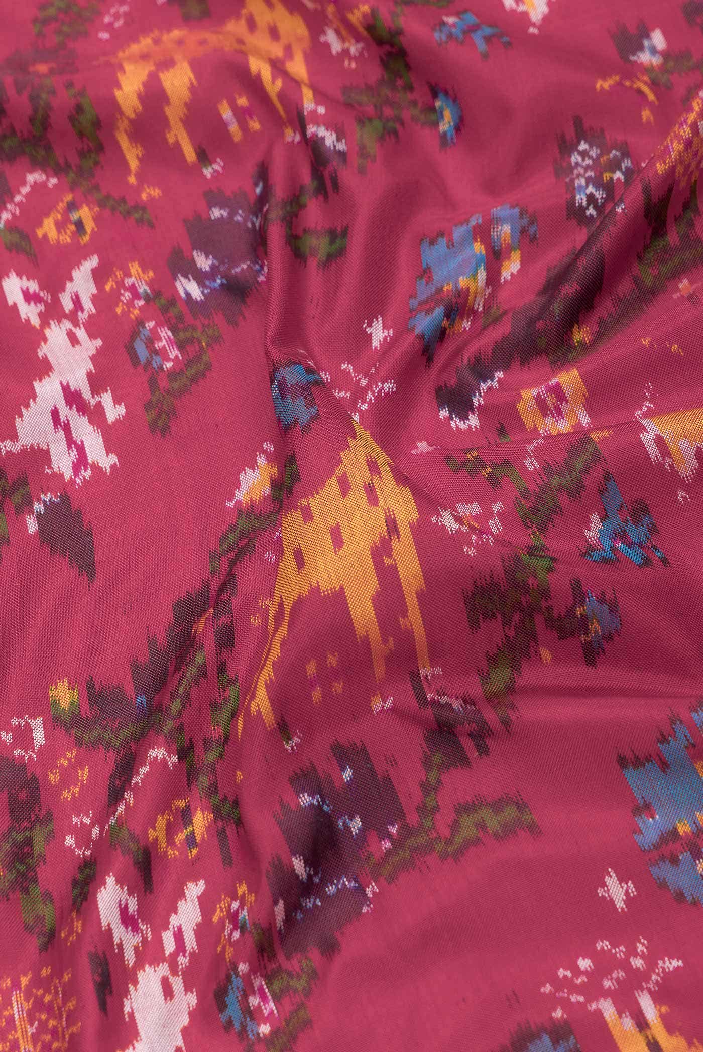 Red Dual Tone Double Ikat Saree - Image 3