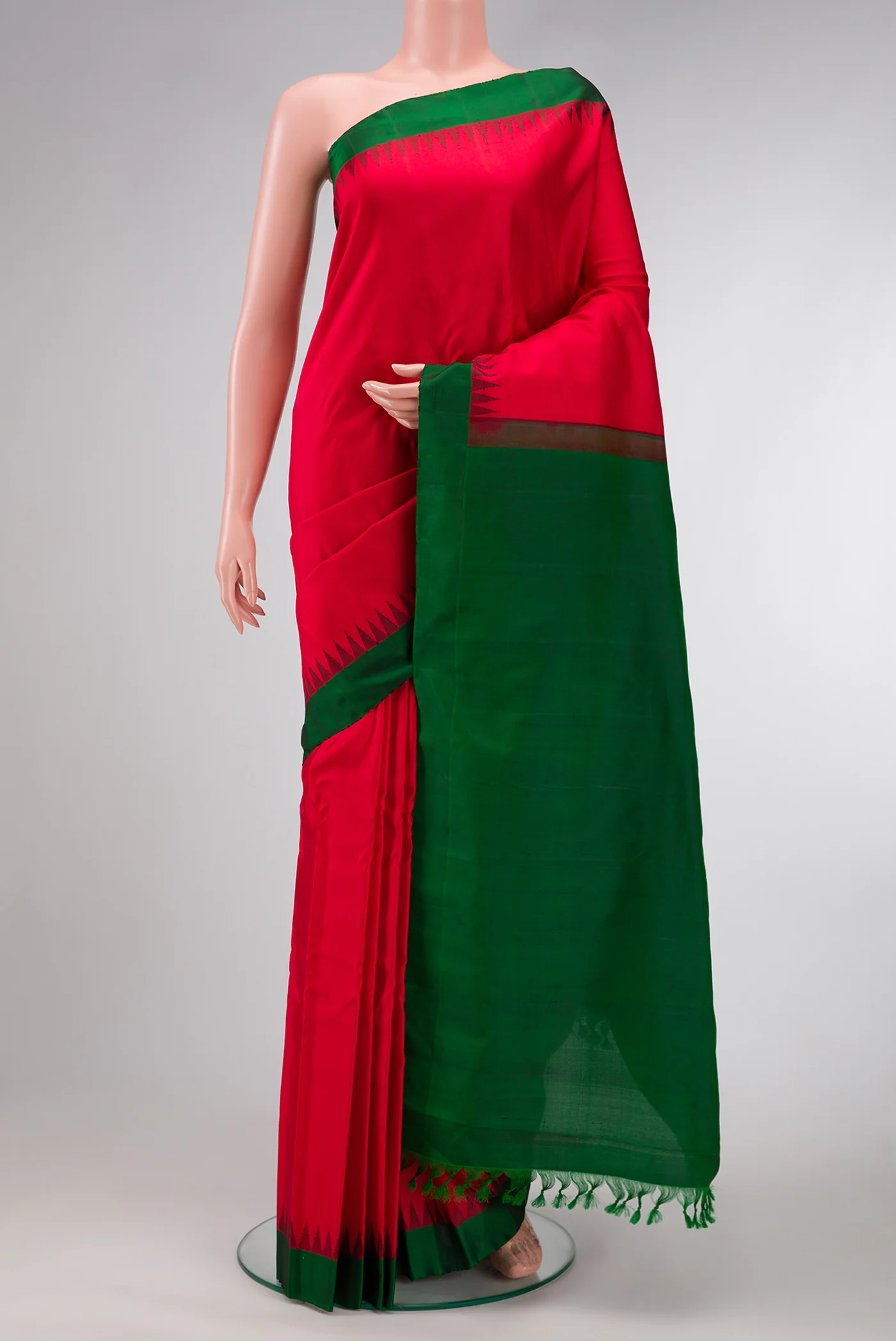 Red Gadwal Silk Saree