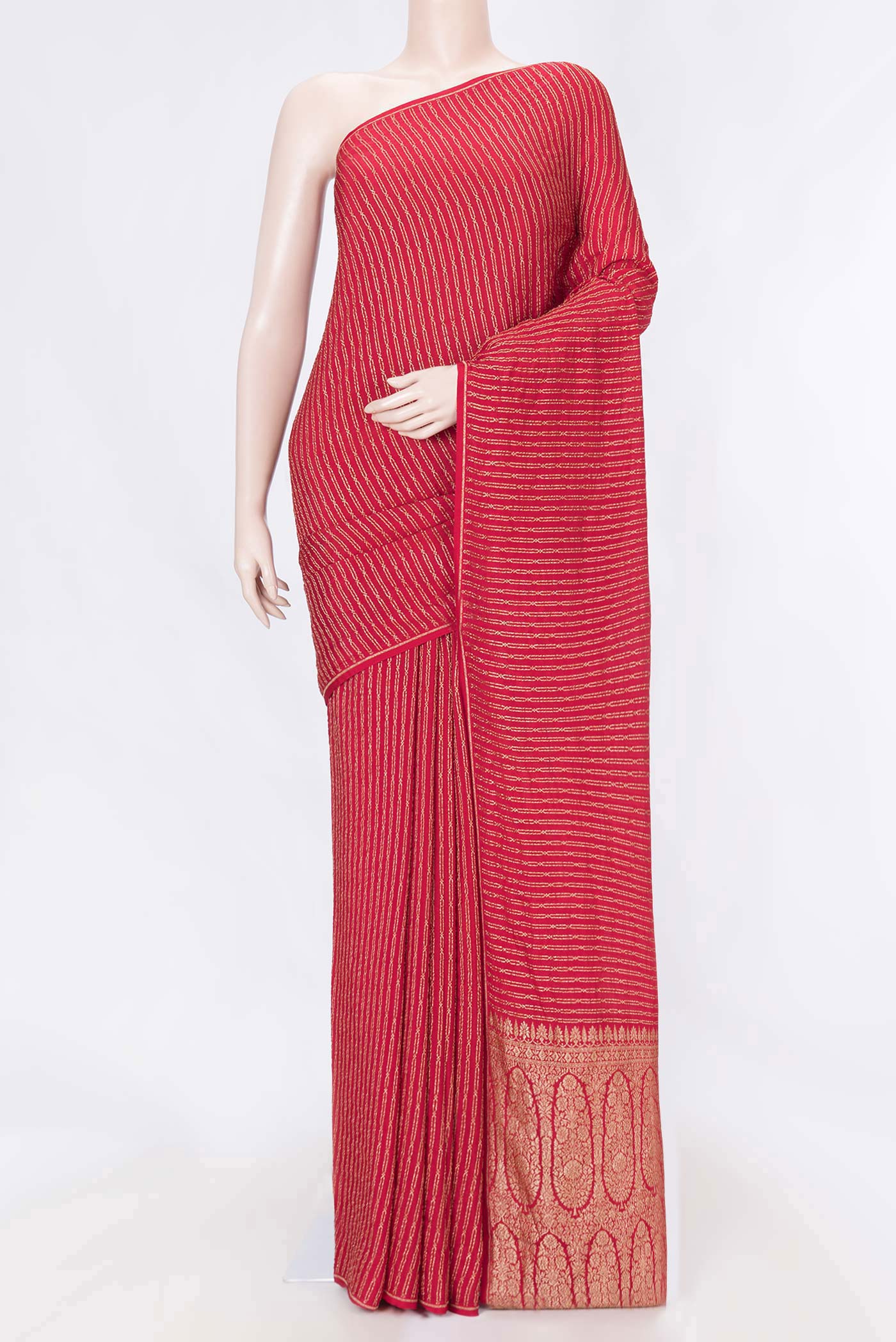 Red Mysore Crepe Saree