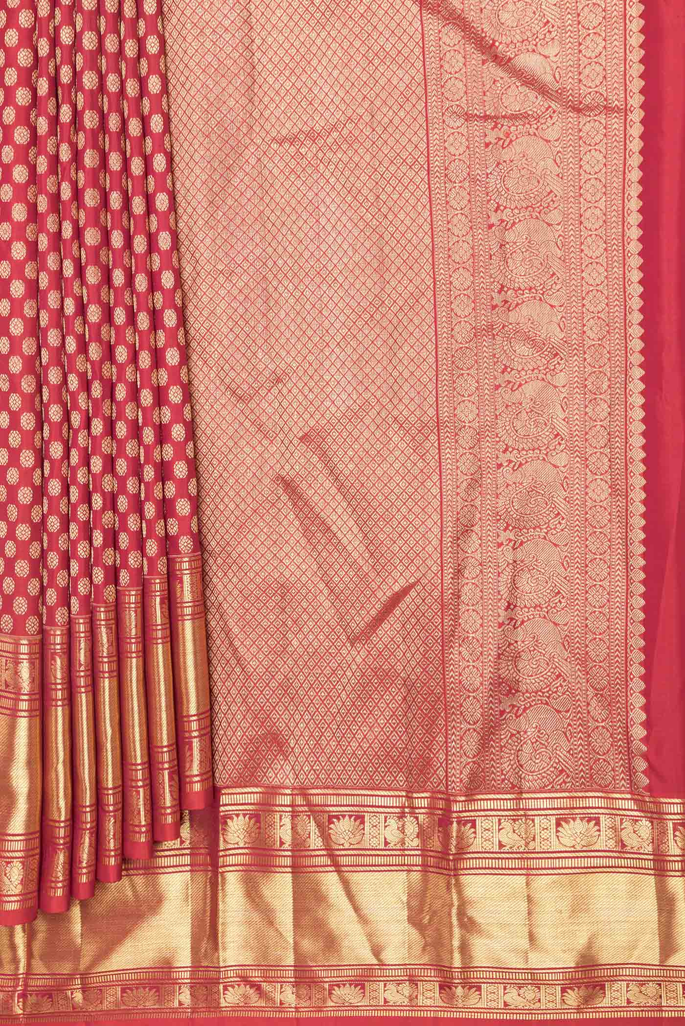 Red Dual Tone Kanchipuram Saree - Image 4
