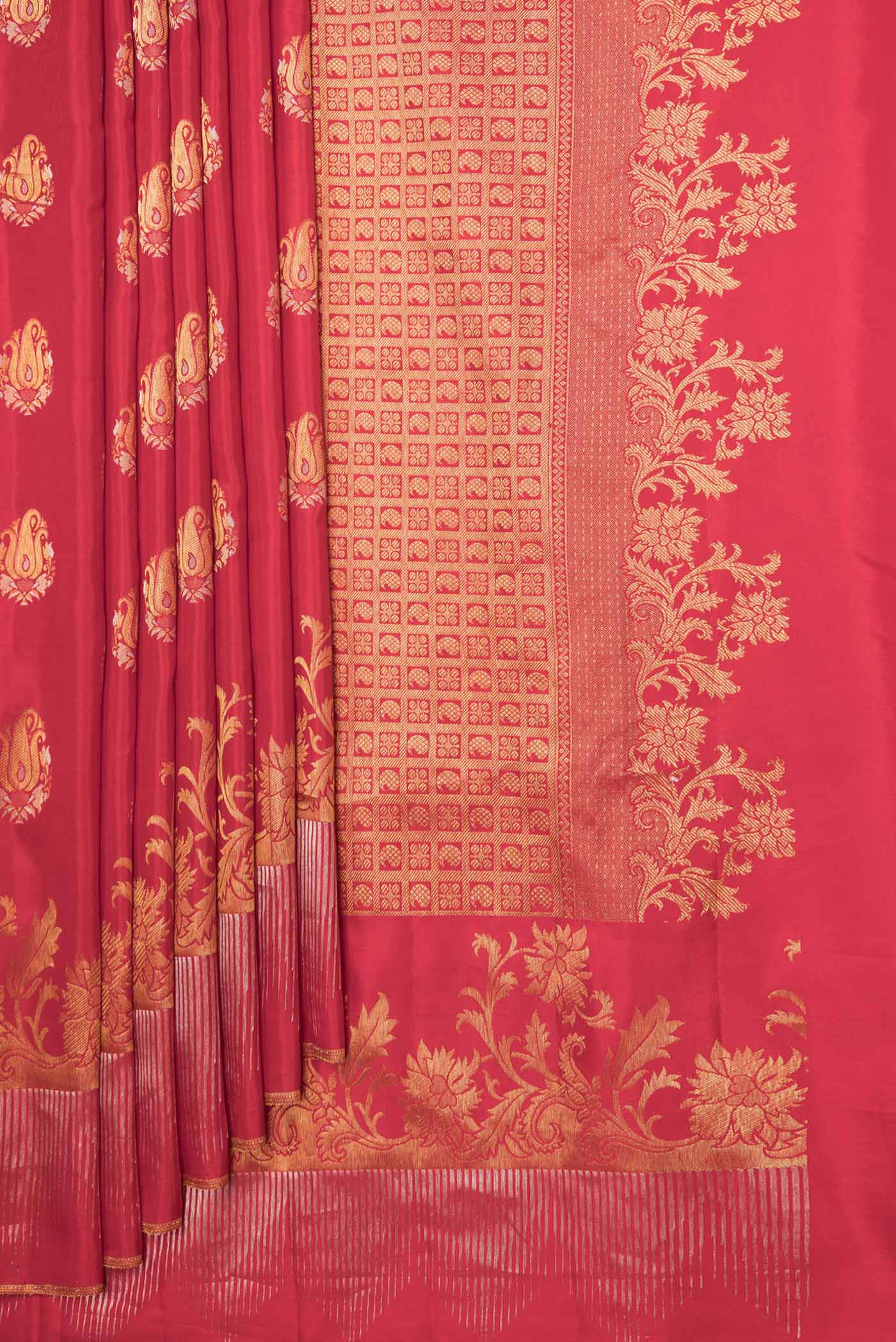 Red Dual Tone Kanjivaram Saree - Image 4