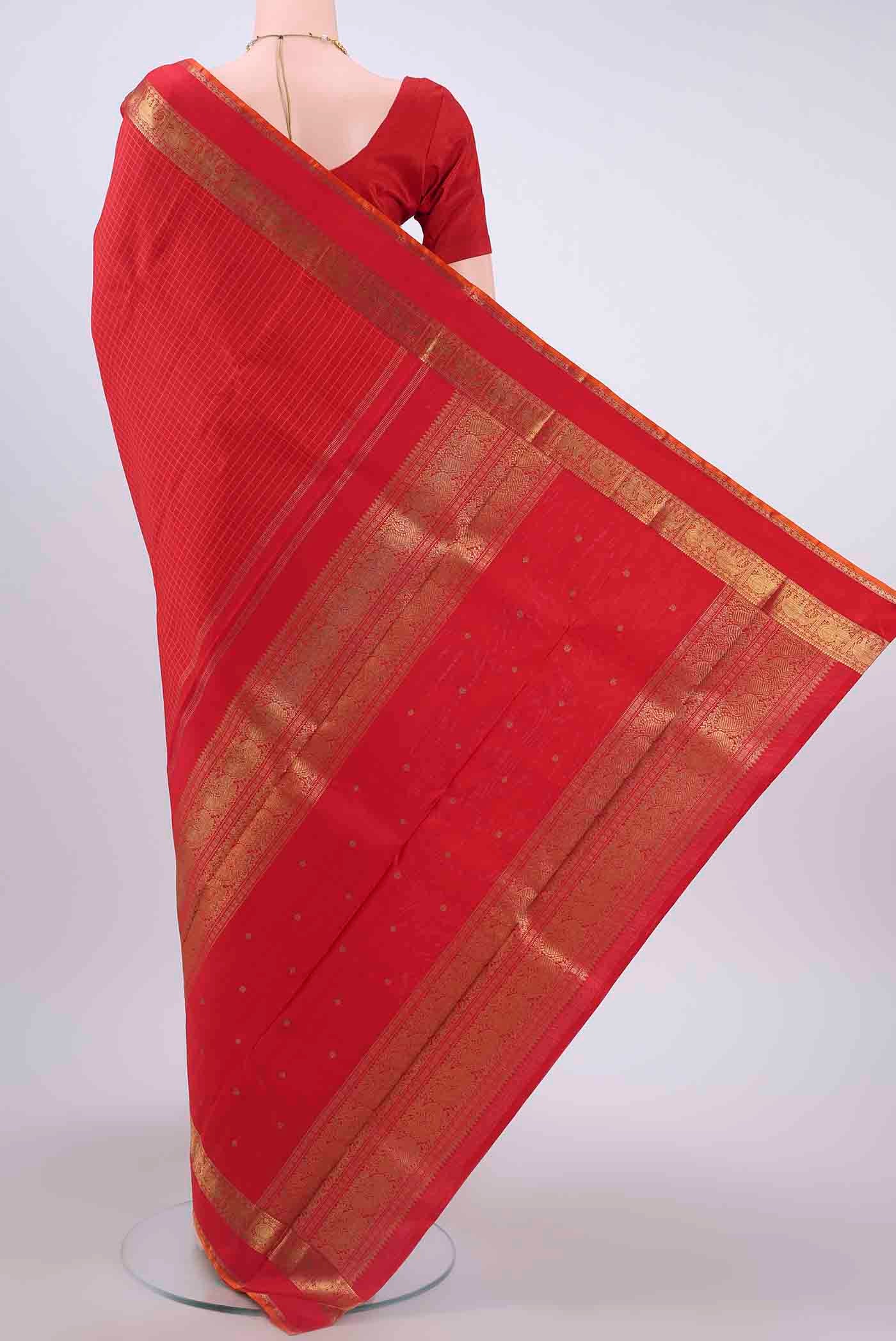Red Dual Tone Kanchipuram Saree - Image 3
