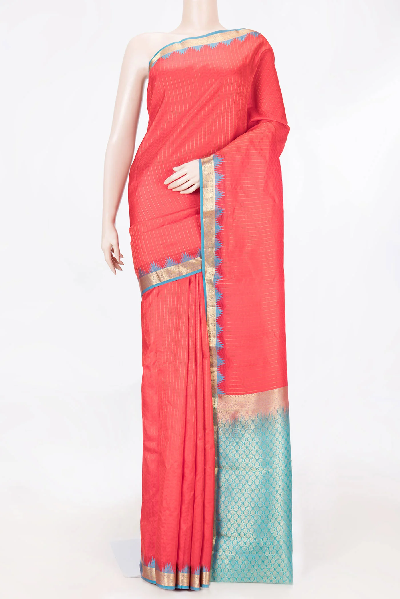 Red Dual Tone Kanjivaram Saree