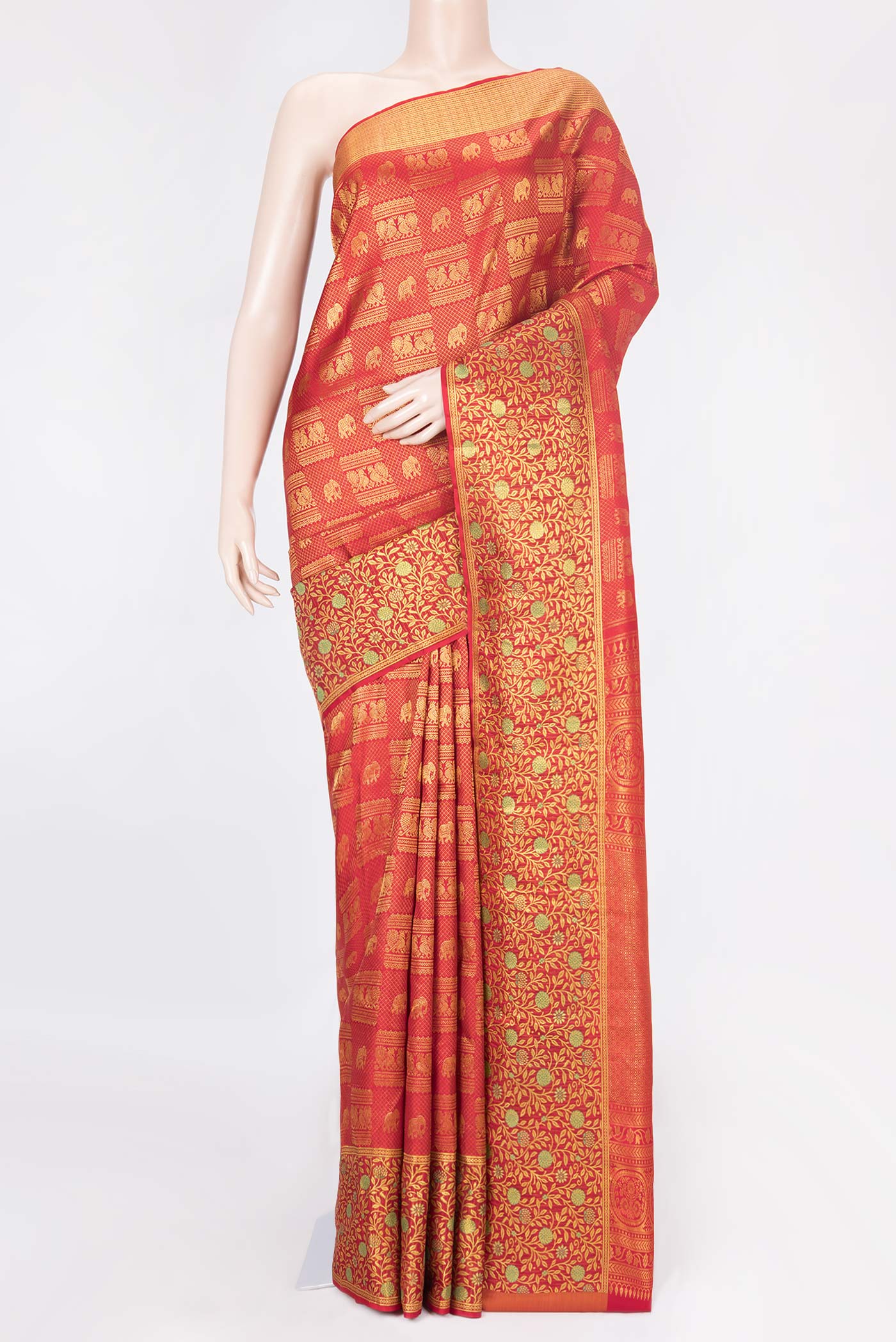Red Dual Tone Kanjivaram Saree