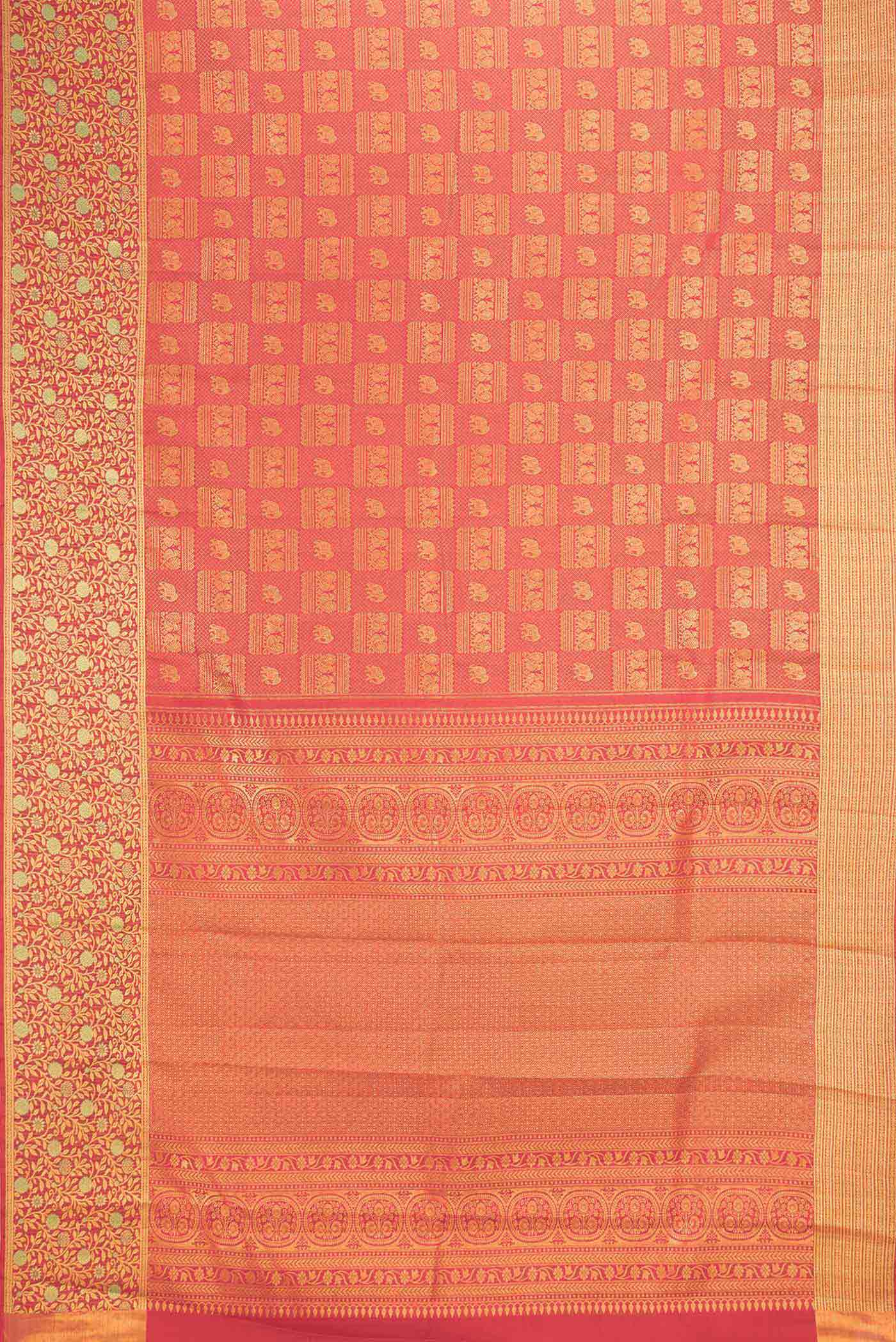 Red Dual Tone Kanjivaram Saree - Image 6