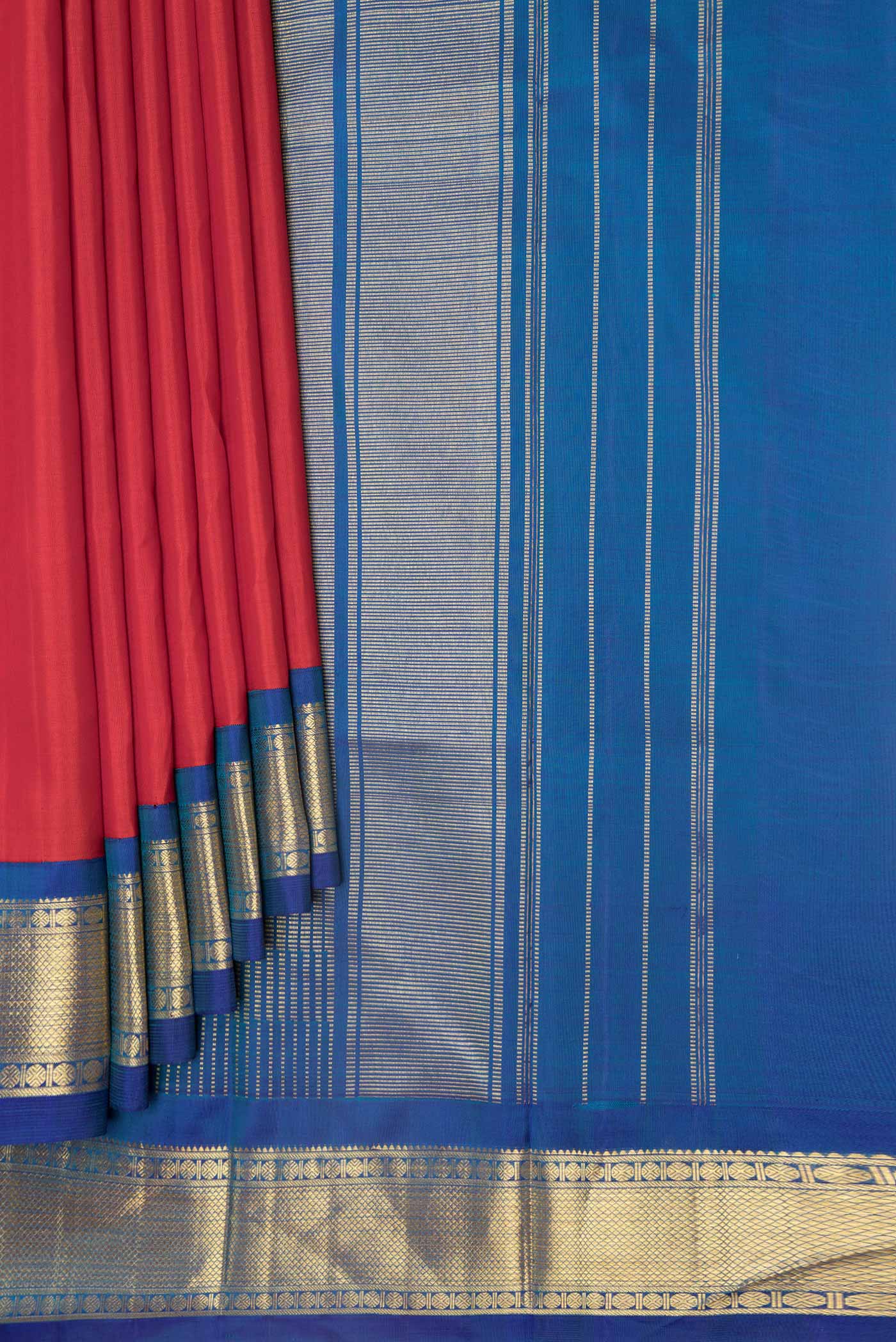 Red Dual Tone Kanjivaram Saree - Image 4