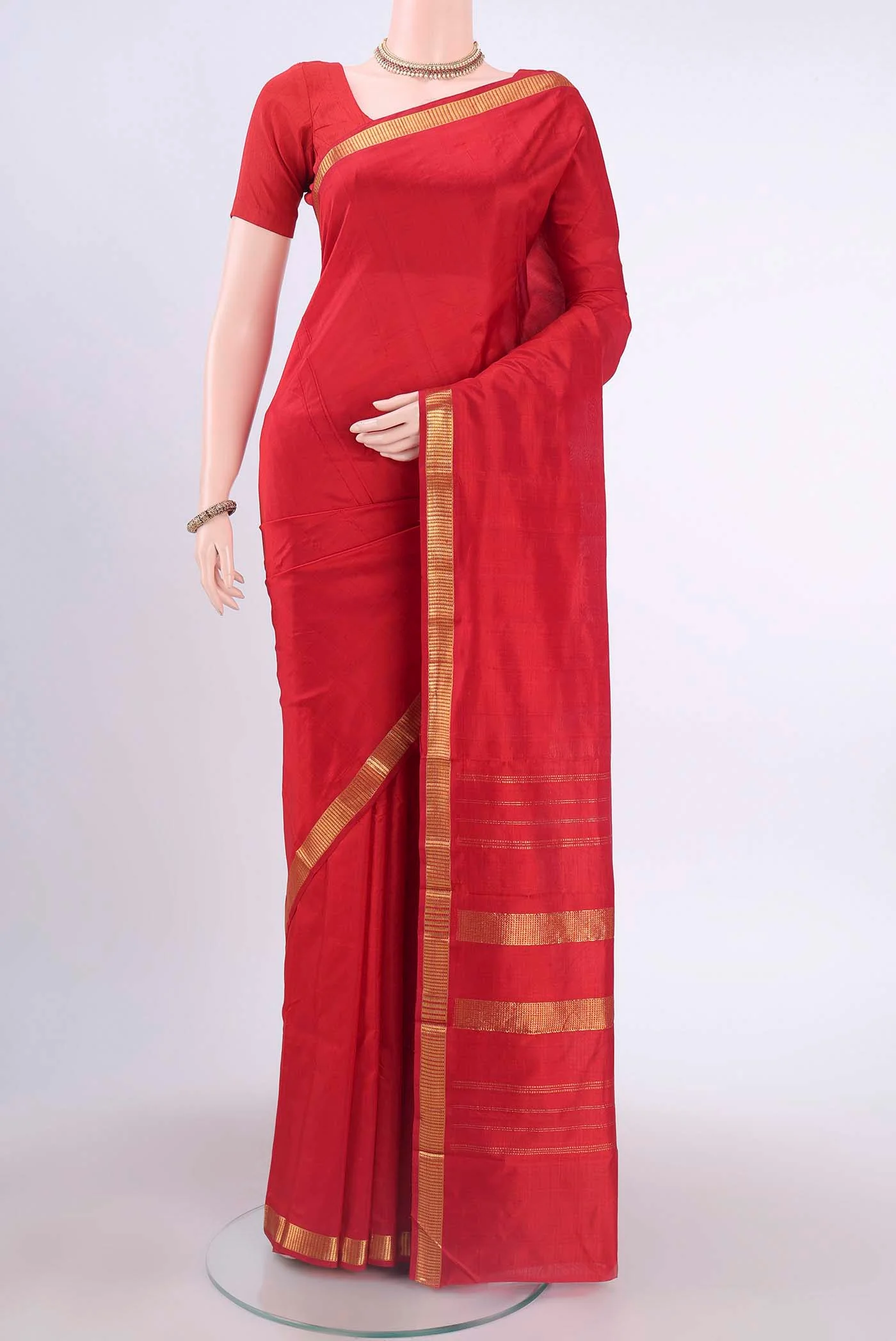 Red Dual Tone Kanchipuram Silk Saree