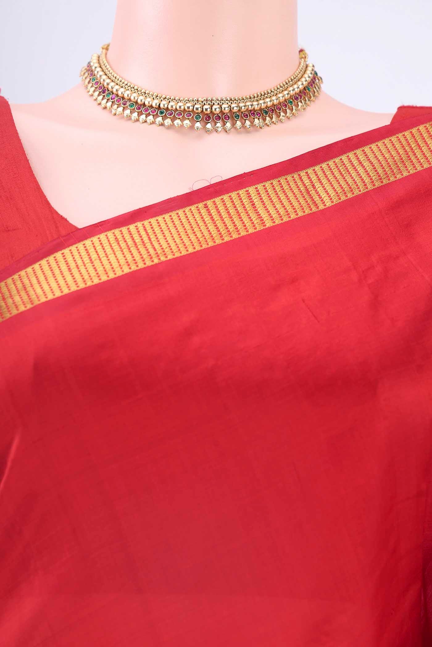 Red Dual Tone Kanchipuram Silk Saree - Image 2