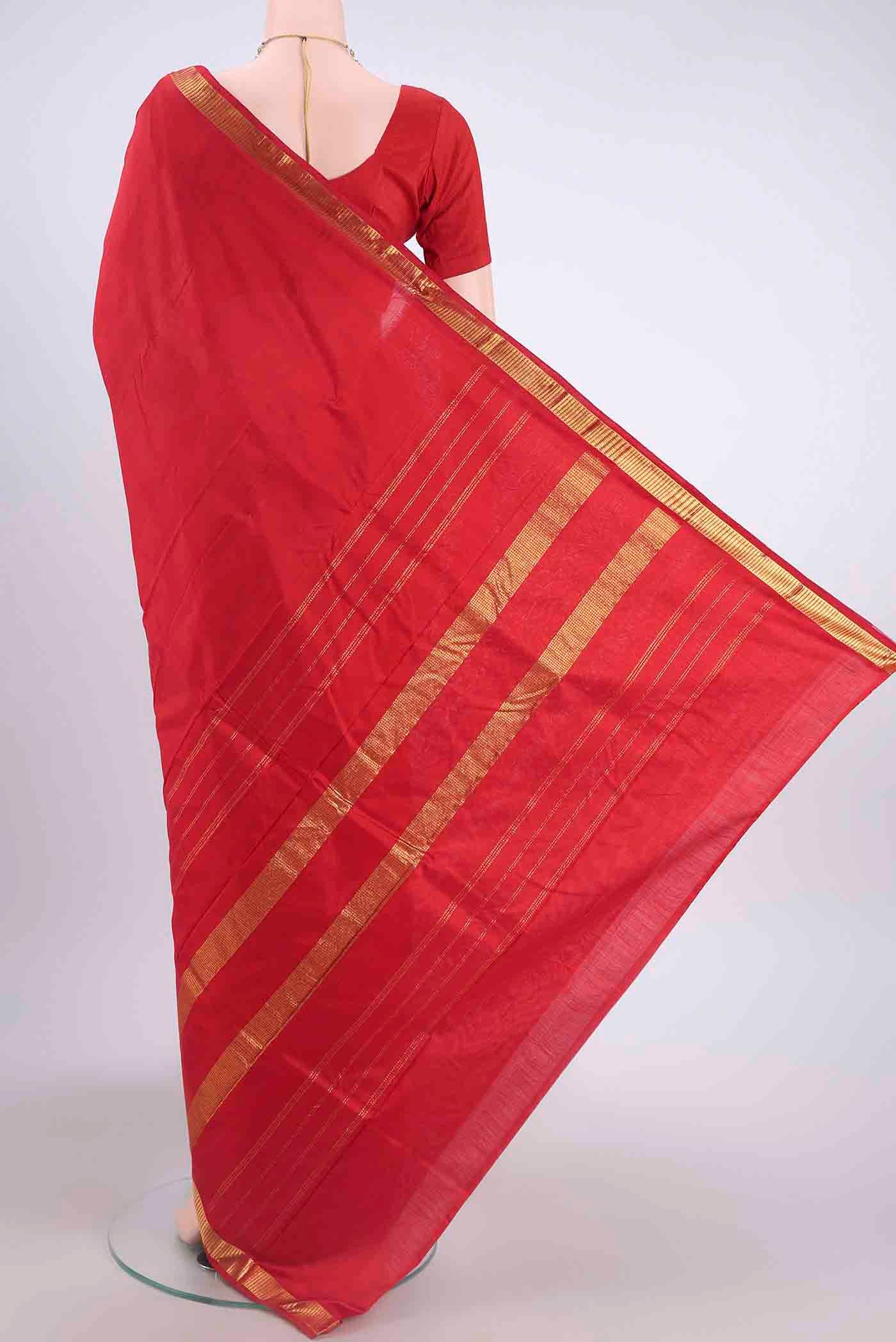Red Dual Tone Kanchipuram Silk Saree - Image 3