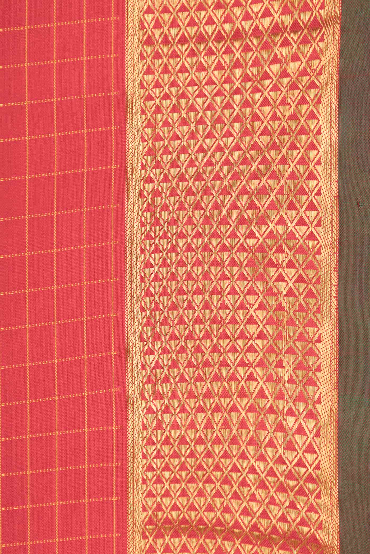 Red Dual Tone Kanchipuram Silk Saree - Image 3