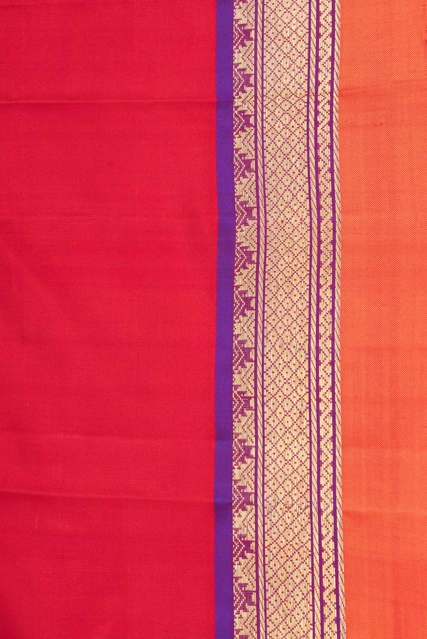 Red Dual Tone Kanjivaram Silk Saree - Image 3