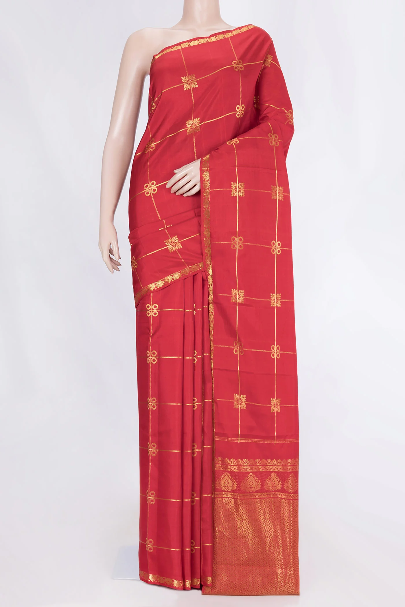 Red Dual Tone Kanjivaram Silk Saree