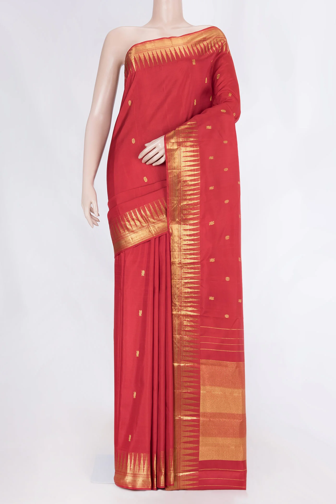Red Dual Tone Kanjivaram Silk Saree