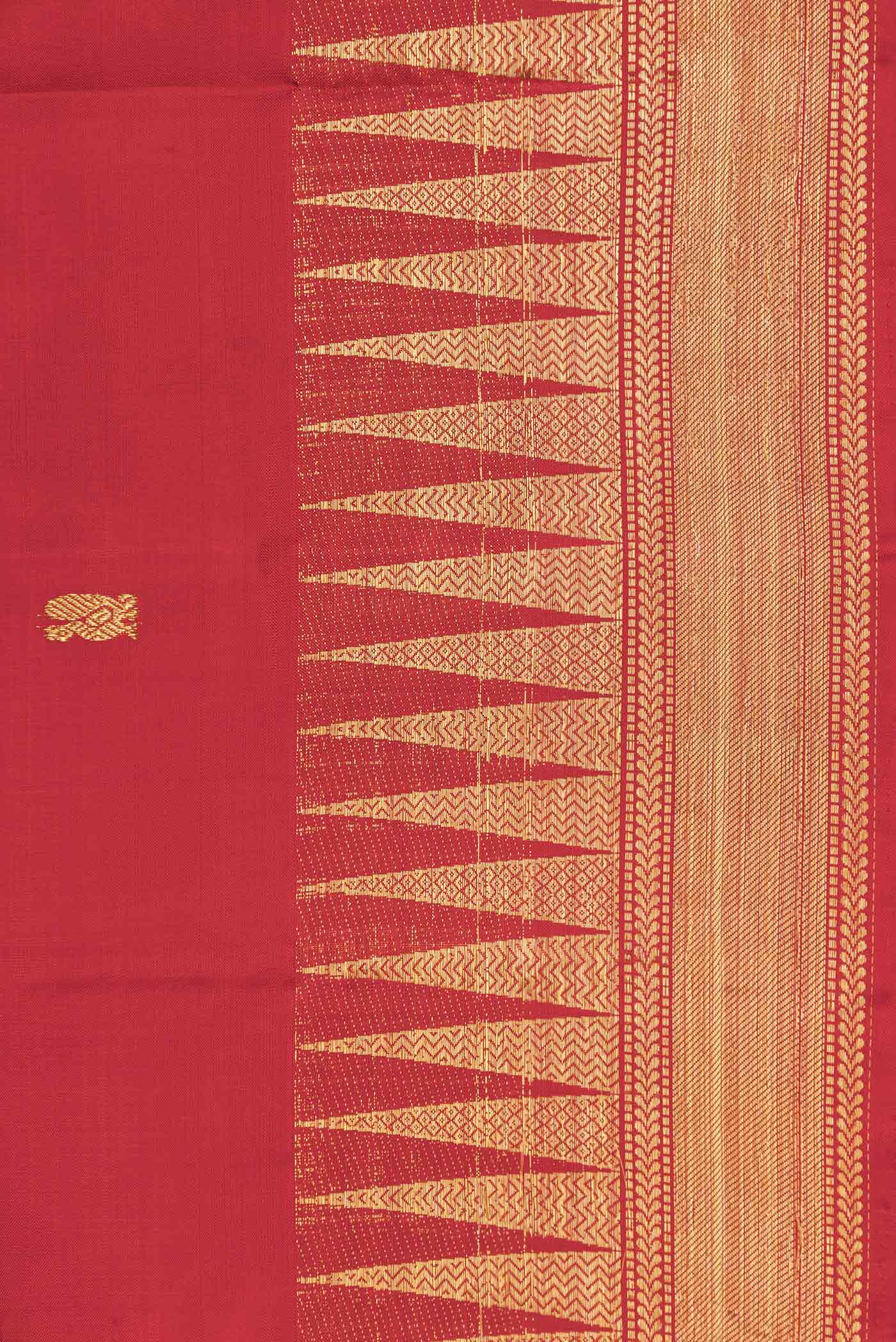Red Dual Tone Kanjivaram Silk Saree - Image 3
