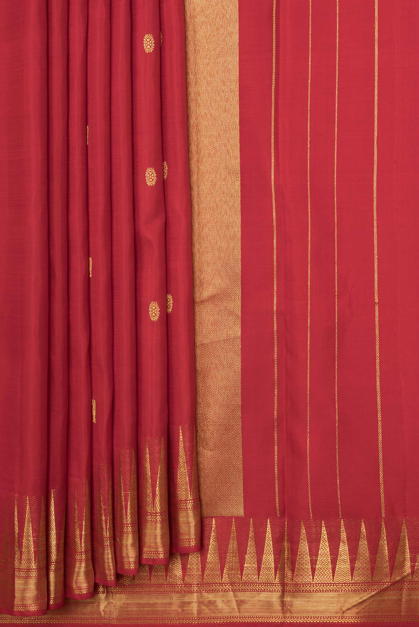 Red Dual Tone Kanjivaram Silk Saree - Image 4