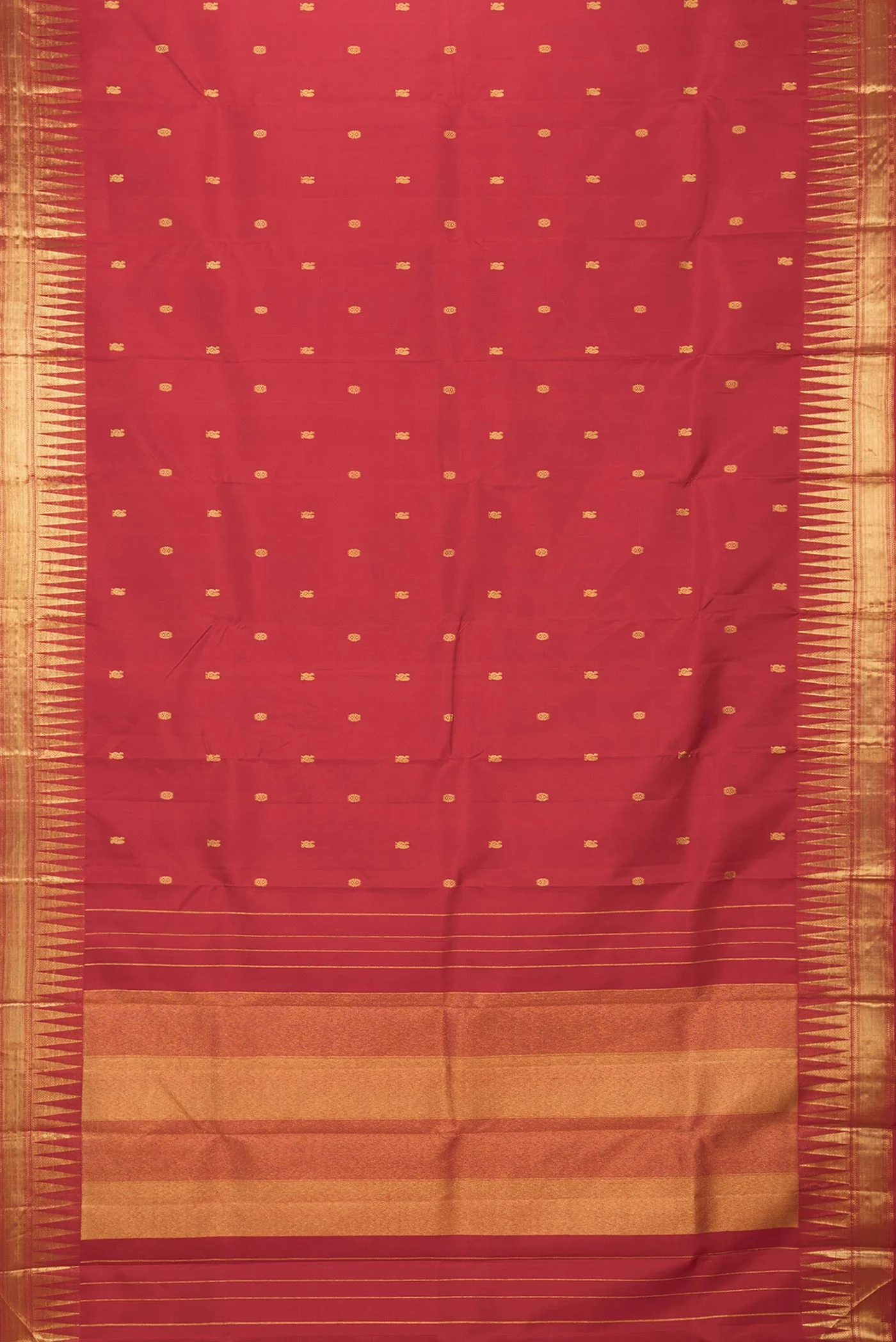 Red Dual Tone Kanjivaram Silk Saree - Image 6