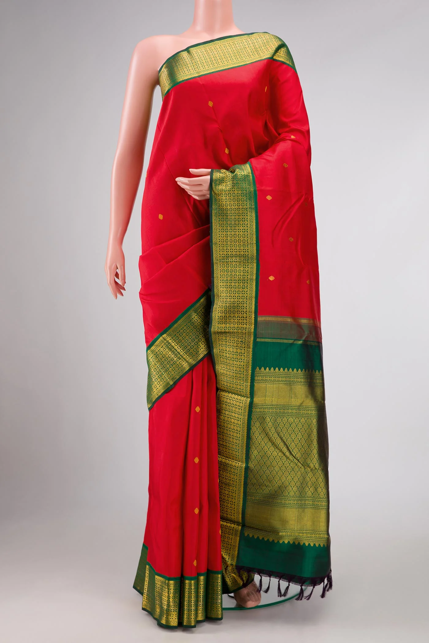 Red Dual Tone Kanjivaram Silk Saree