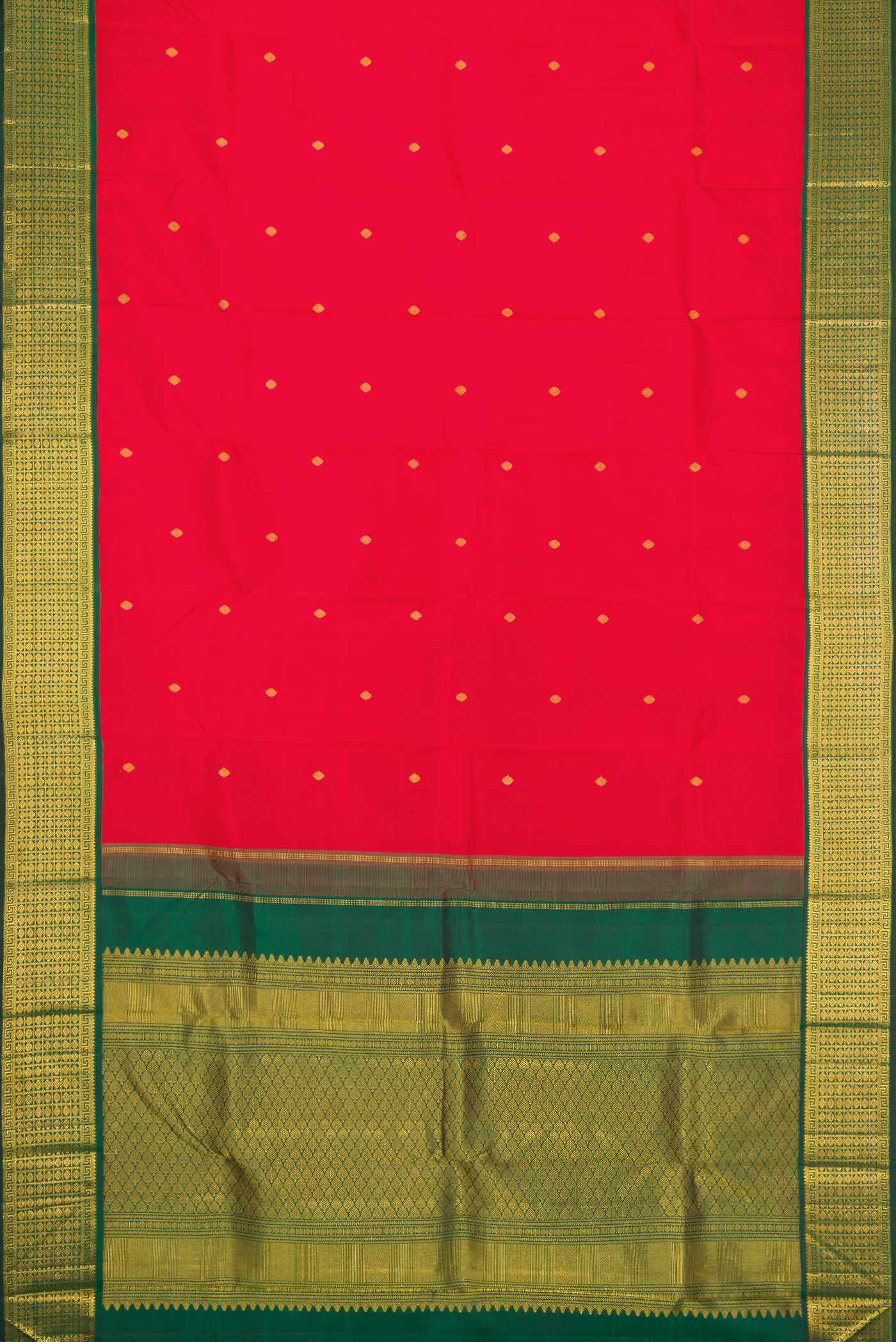 Red Dual Tone Kanjivaram Silk Saree - Image 6