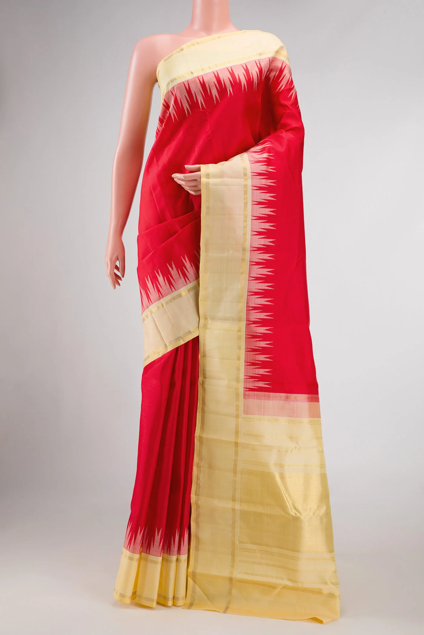 Red with Pink Color Kanchipuram Silk Saree