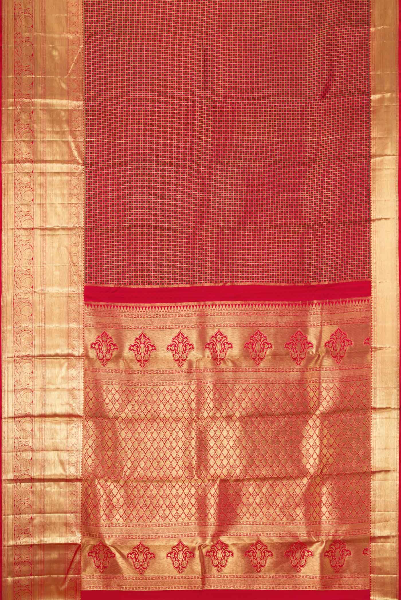 Red Dual Tone Kanchipuram Silk Saree - Image 6