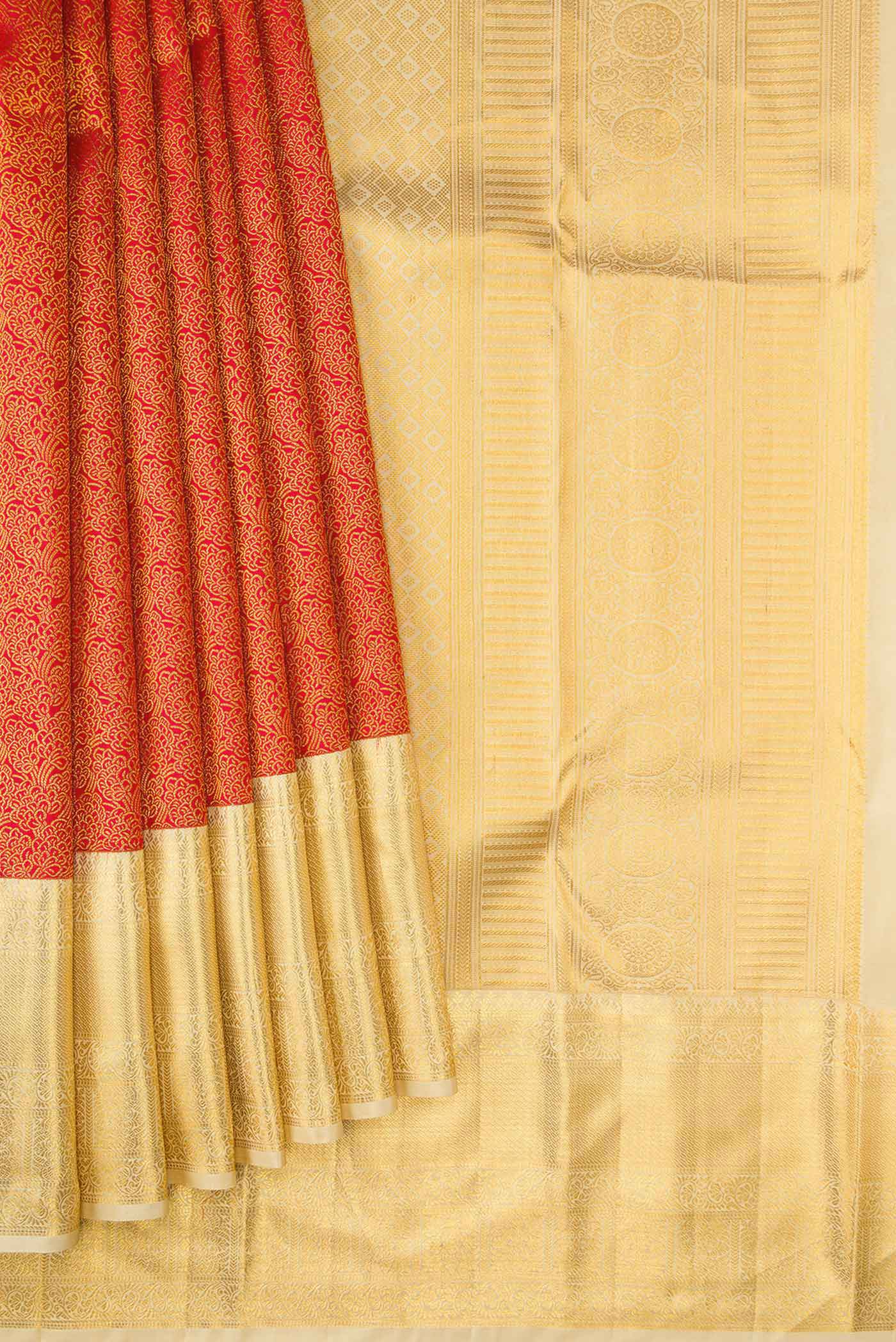 Red Kanchipuram Silk Saree - Image 4