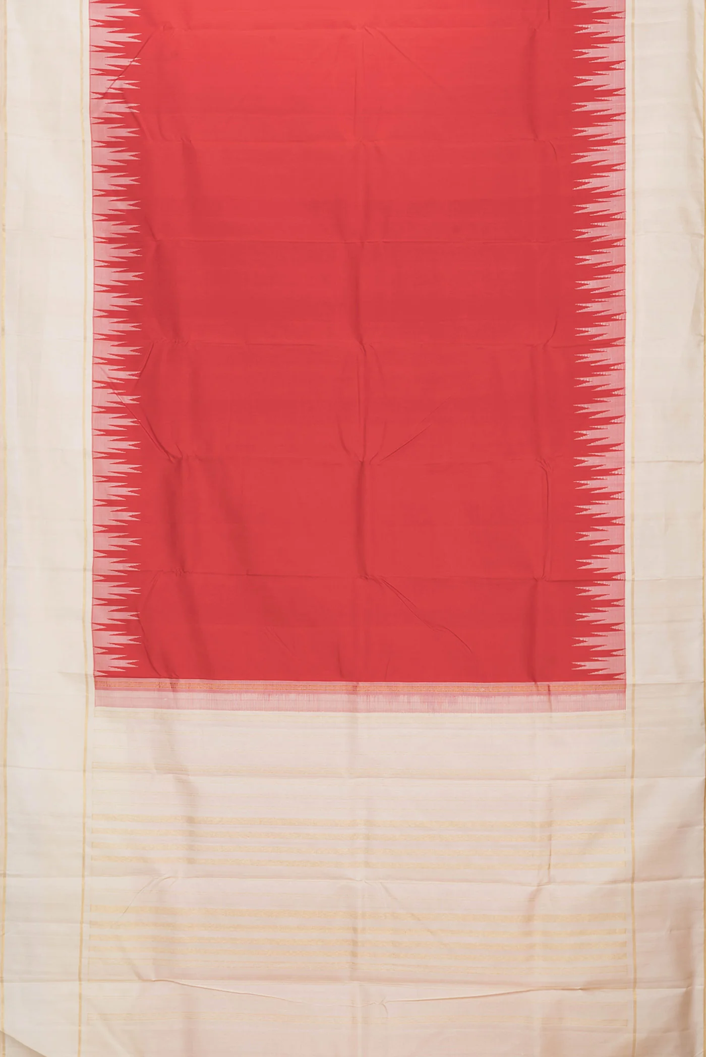 Pure Silk Pure Zari Red Kanchipuram Saree - Image 6