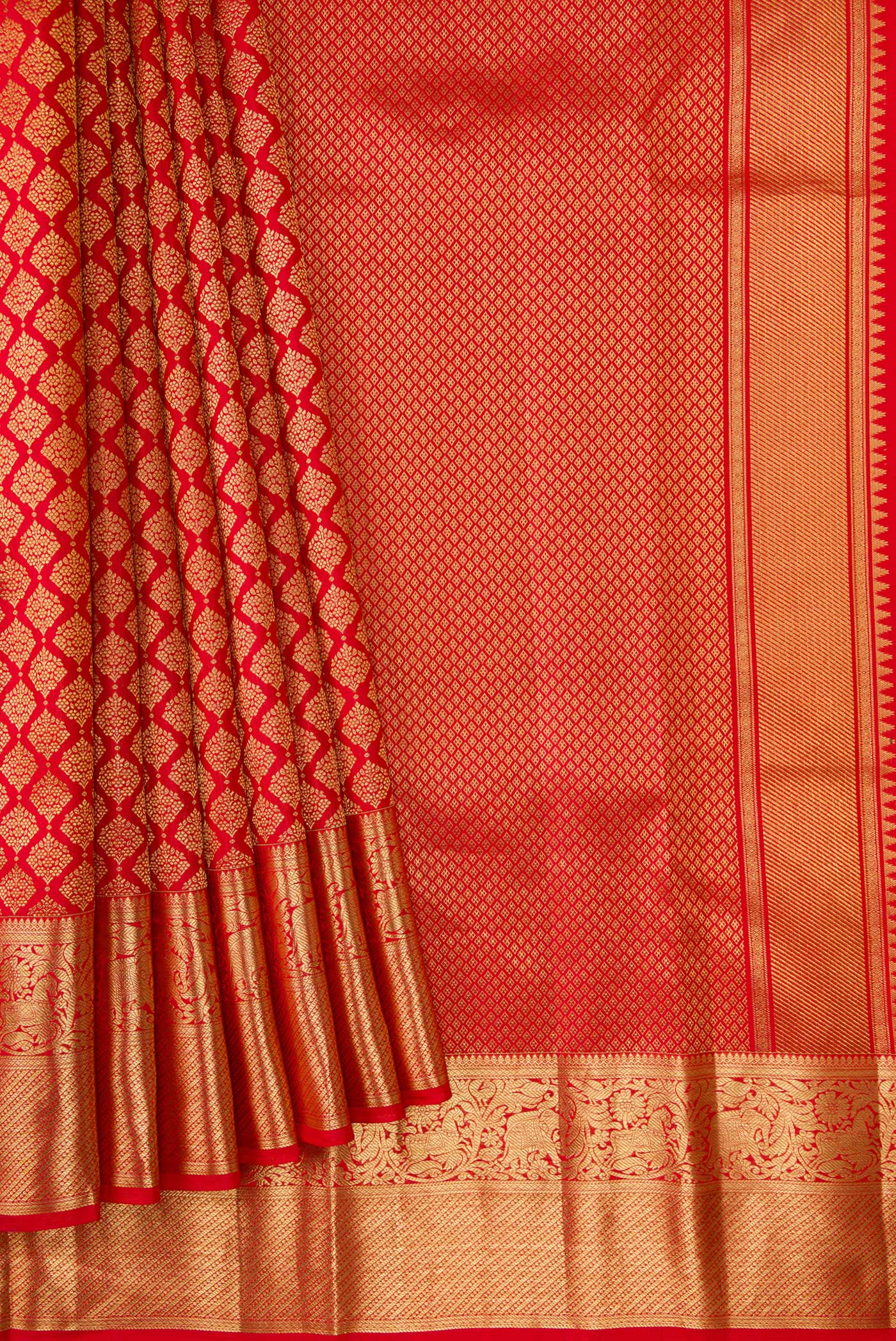 Red Kanchipuram Silk Saree - Image 4