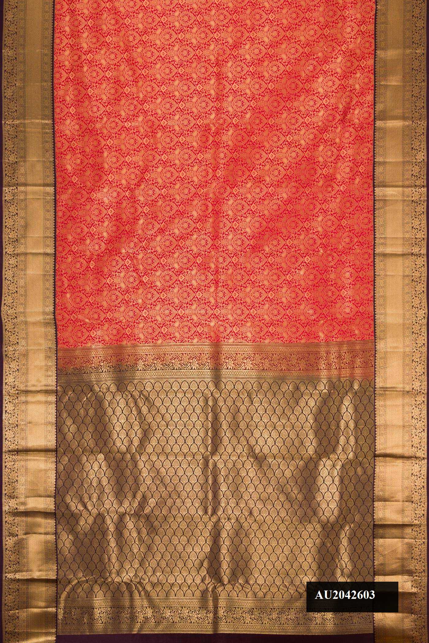 Red Dual Tone Kanchipuram Silk Saree