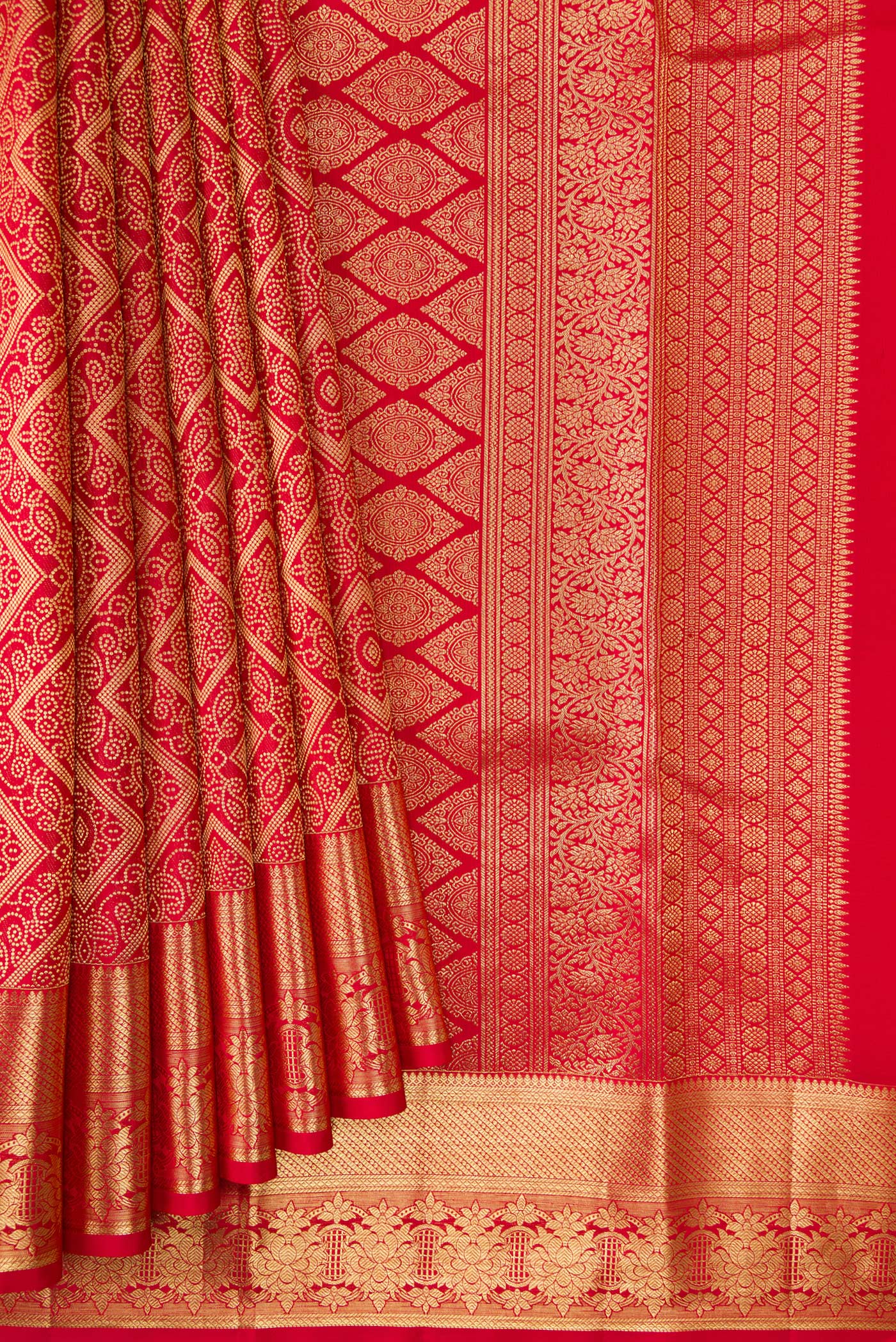 Red Kanchipuram Silk Saree - Image 4