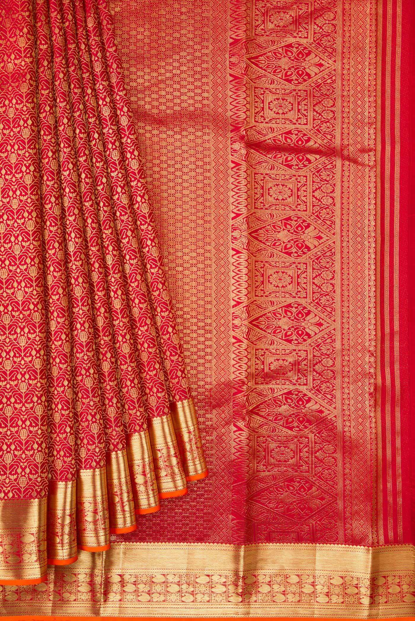 Red Kanchipuram Silk Saree - Image 4