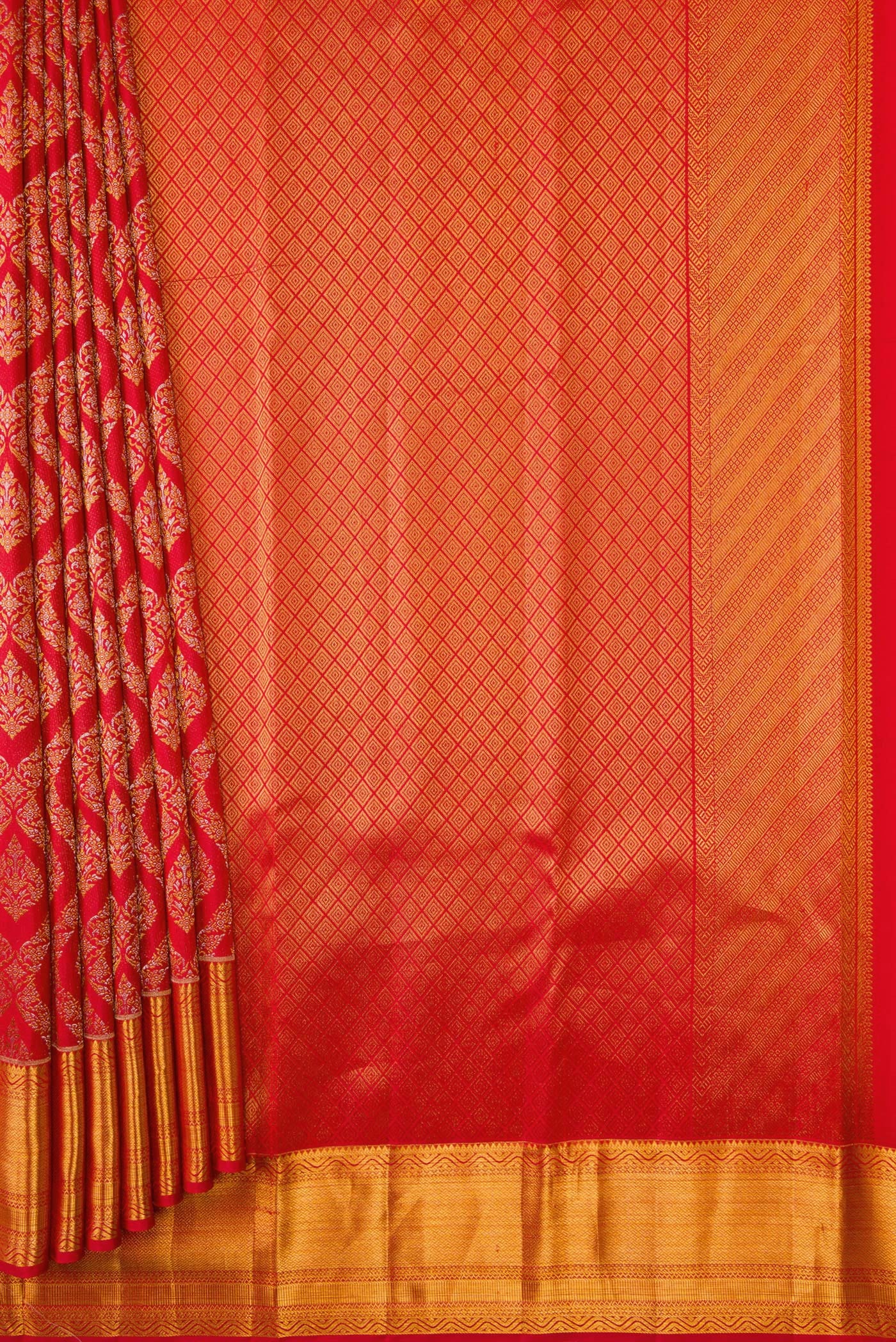 Red Kanchipuram Silk Saree - Image 4