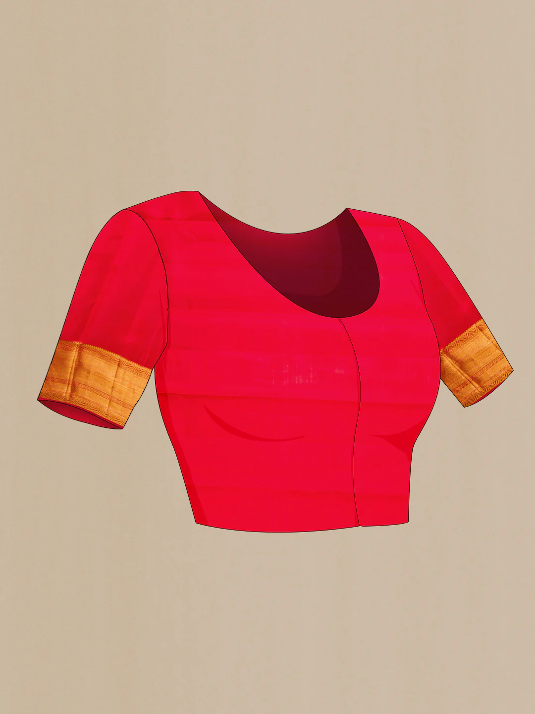 Red Kanchipuram Silk Saree - Image 5