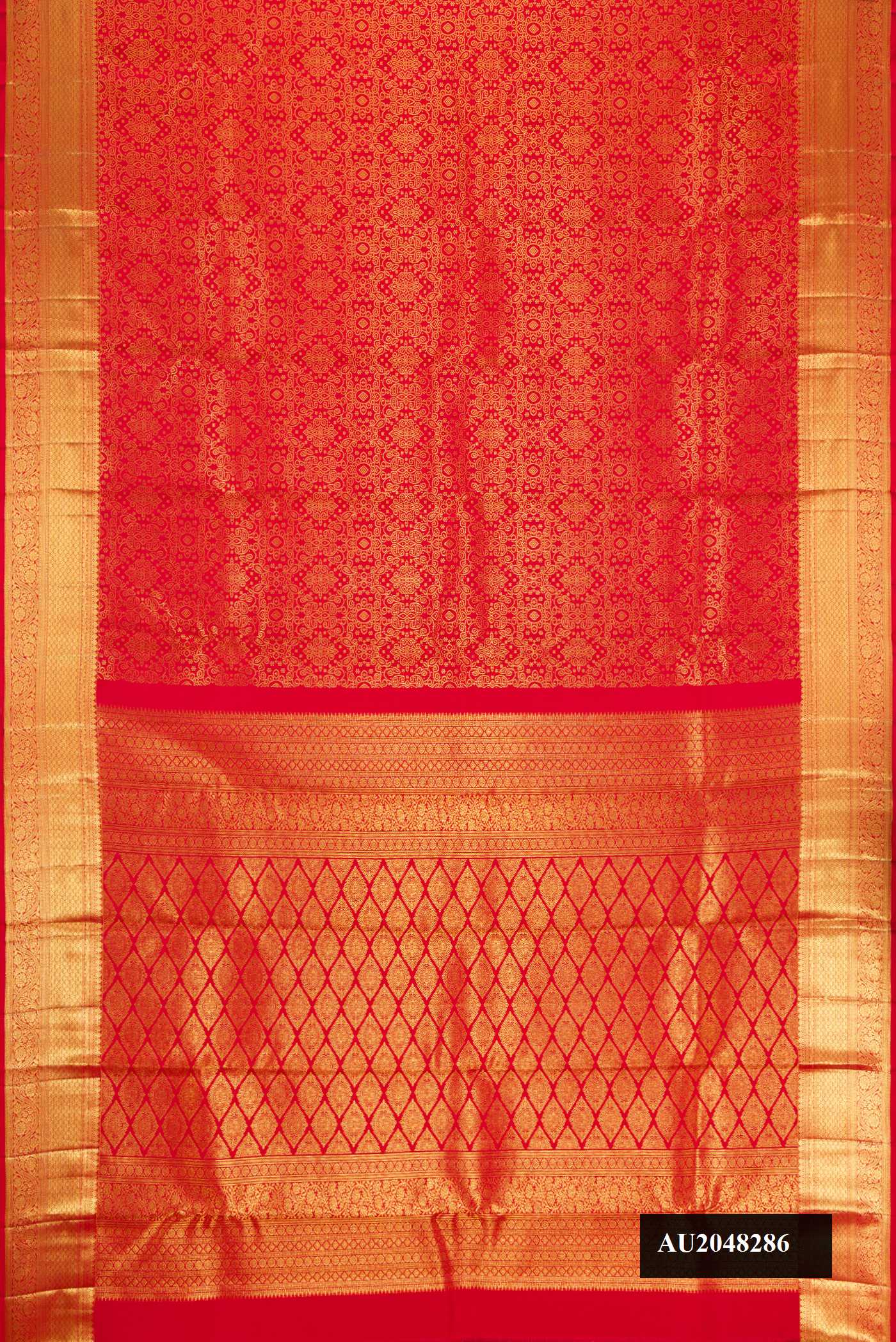 Red Dual Tone Kanchipuram Silk Saree