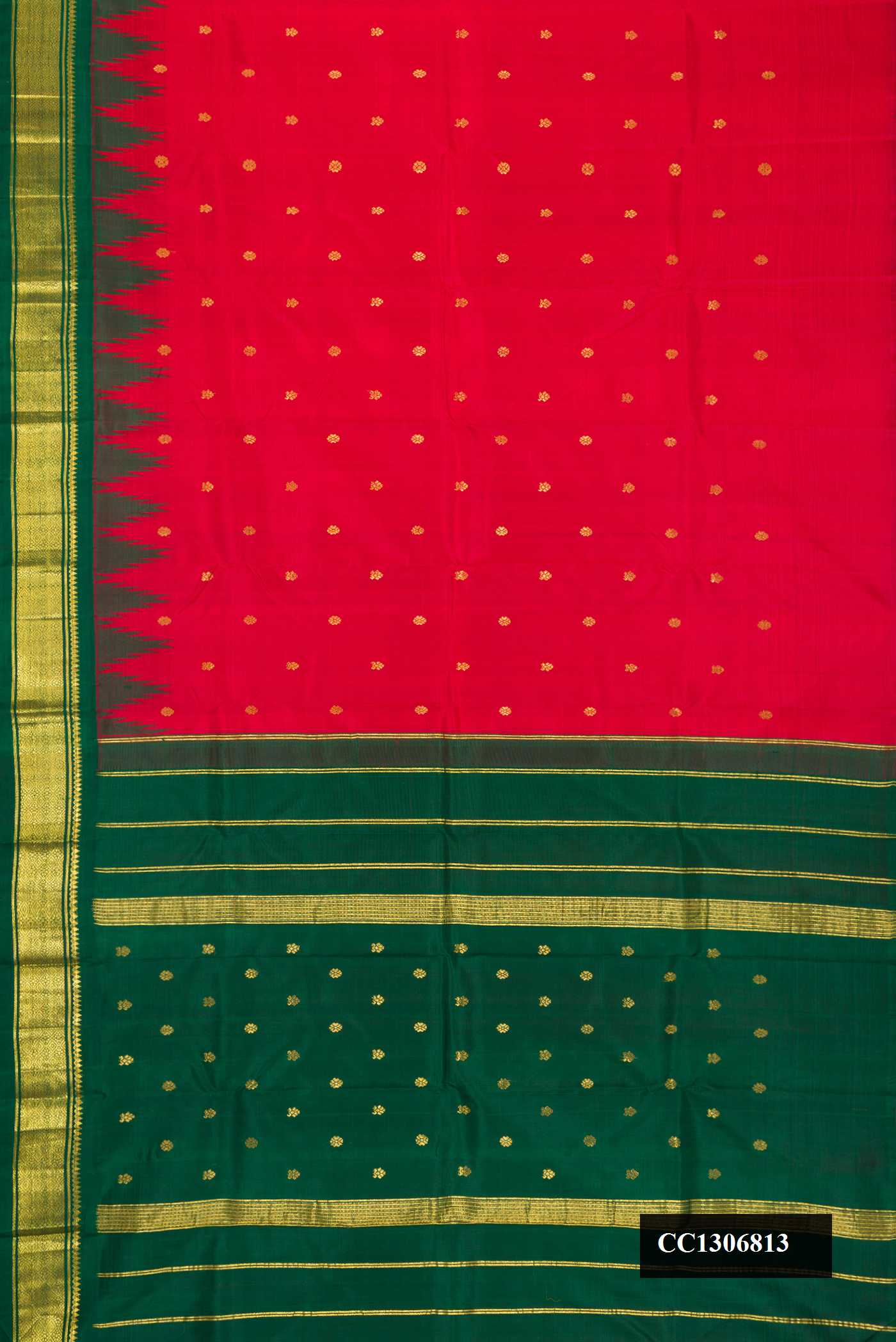 Red Dual Tone Kanchipuram Silk Saree