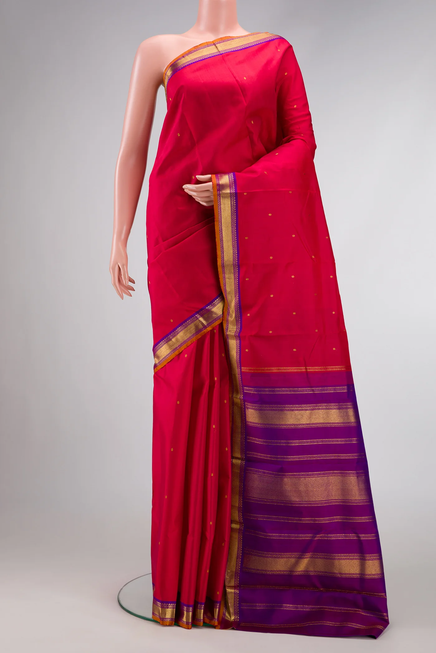 Red Dual Tone Kanchipuram Silk Saree
