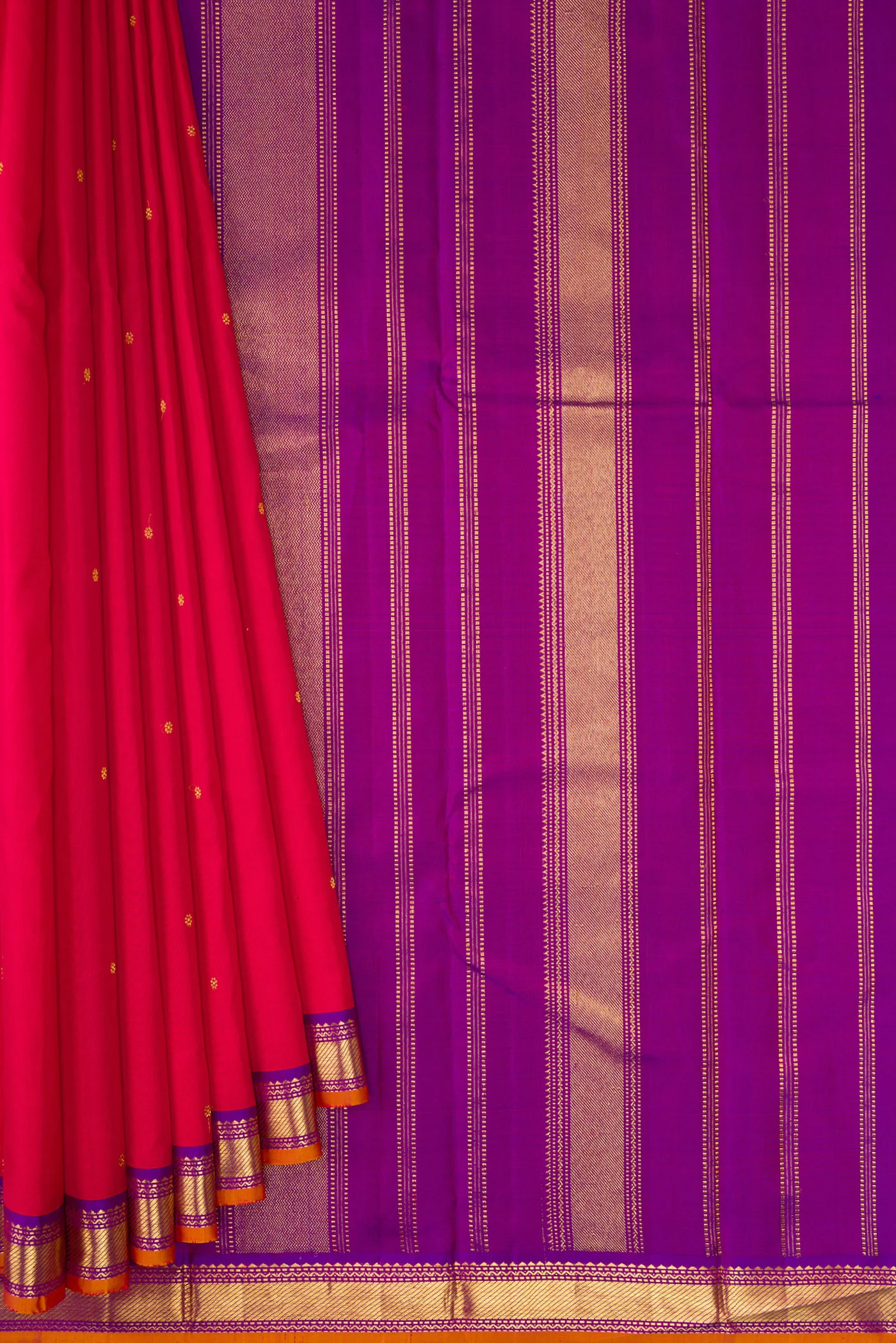 Red Dual Tone Kanchipuram Silk Saree - Image 4