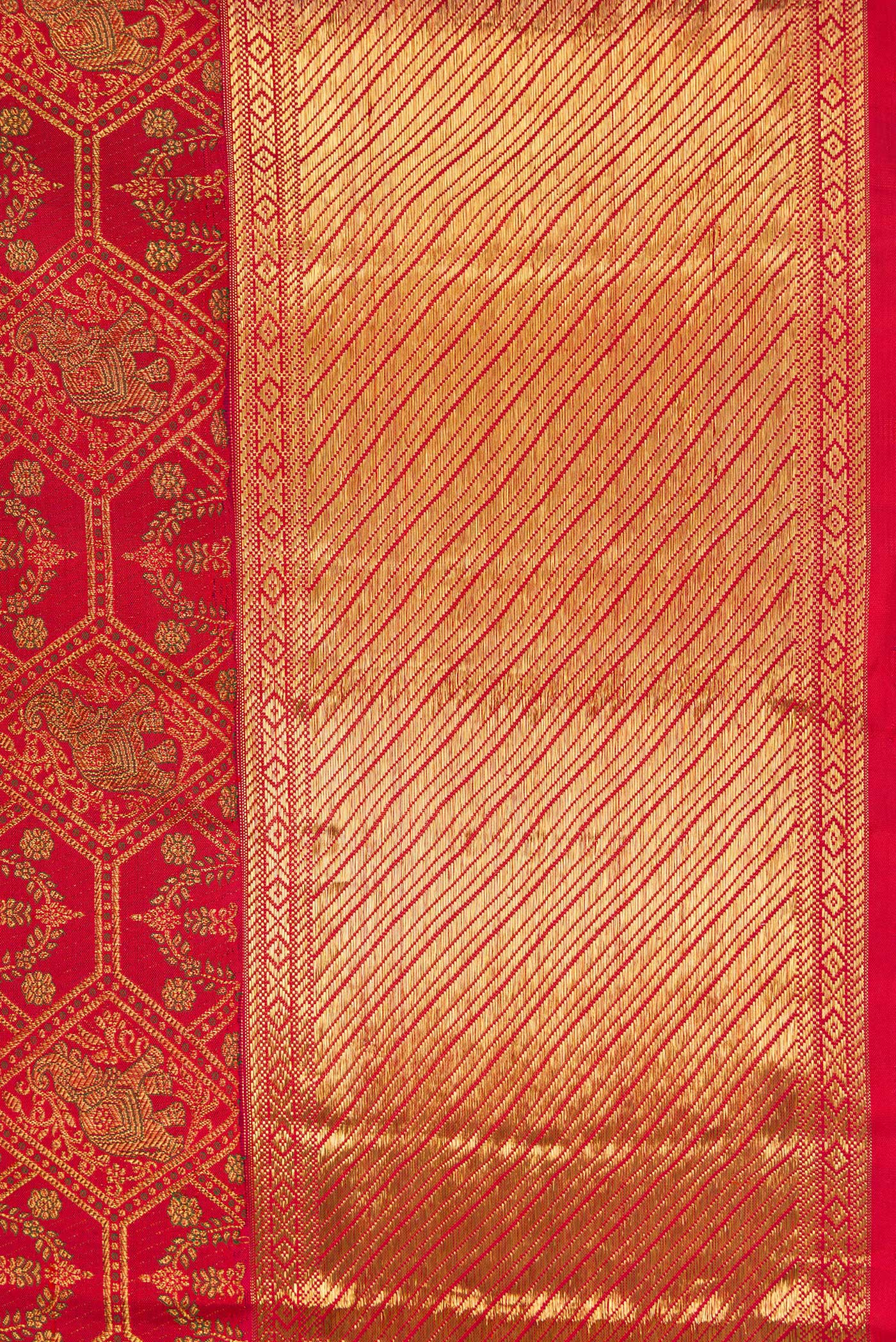 Red Kanchipuram Silk Saree - Image 3