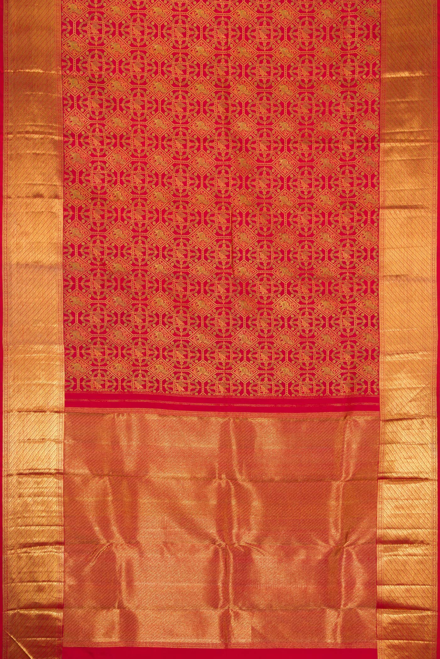 Red Kanchipuram Silk Saree - Image 6