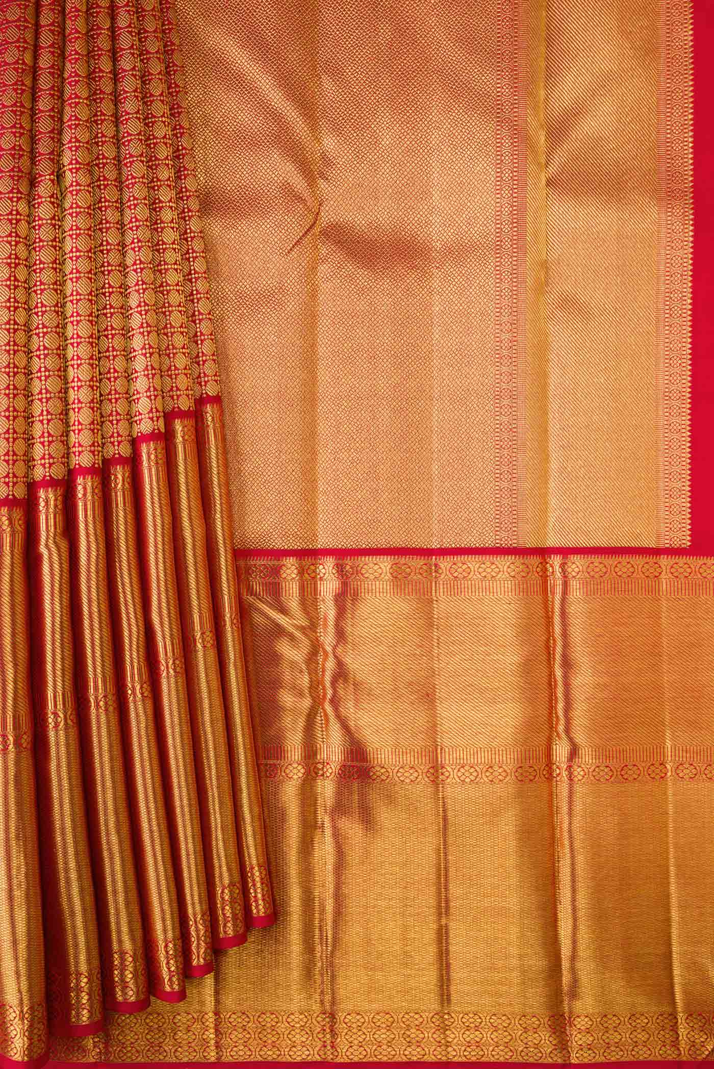 Red Dual Tone Kanjivaram Silk Saree - Image 4