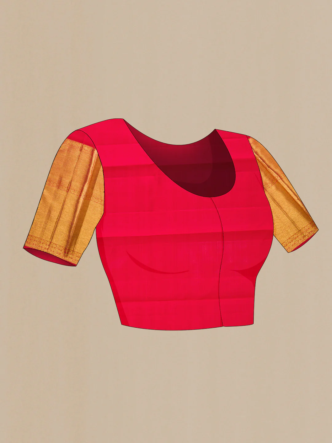 Red Dual Tone Kanjivaram Silk Saree - Image 5
