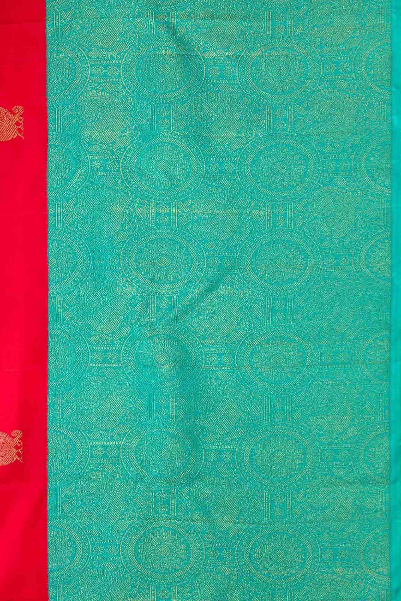 Pure Silk Pure Zari Red Dual Tone Kanjivaram Saree - Image 5