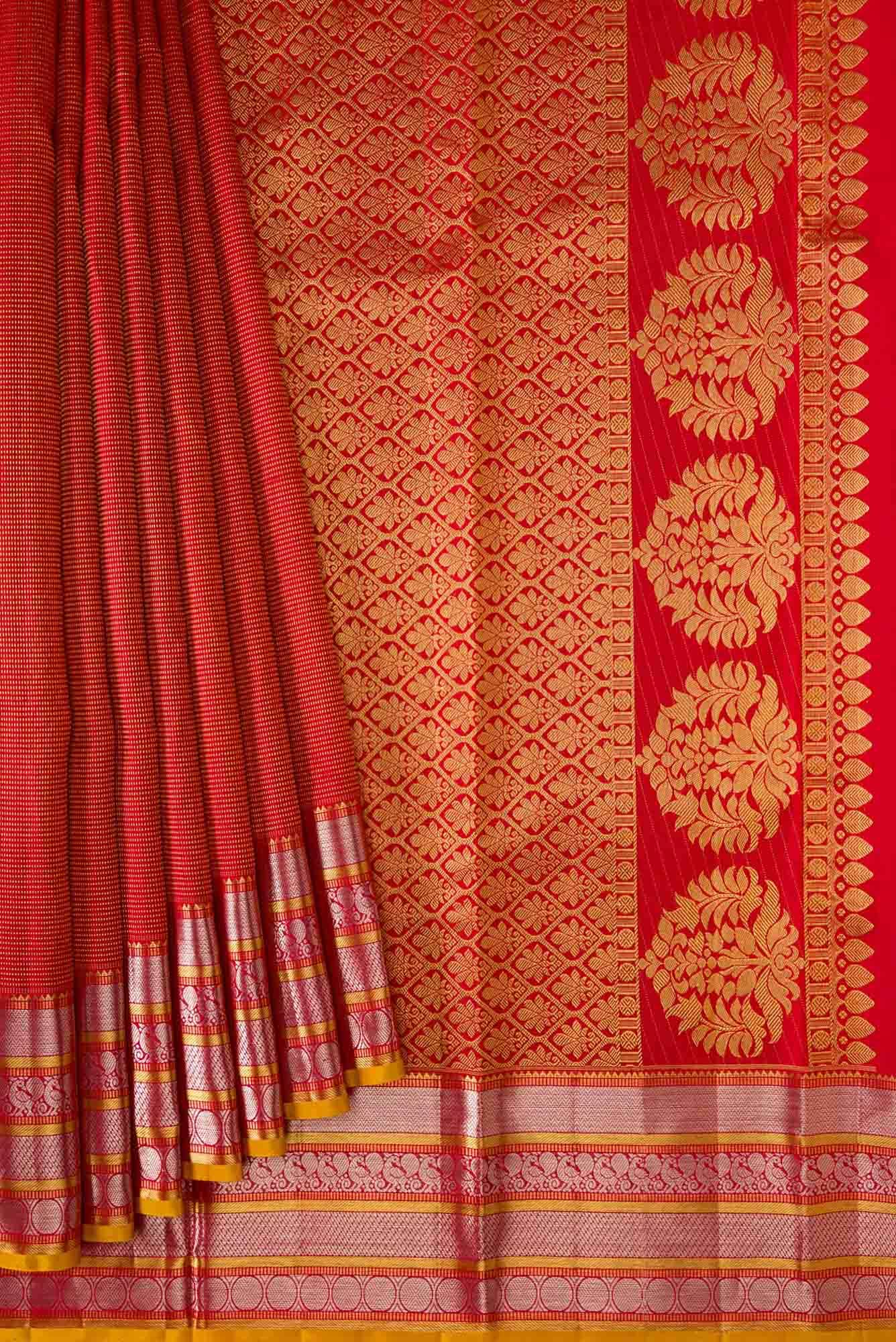 Red Dual Tone Kanjivaram Silk Saree - Image 2