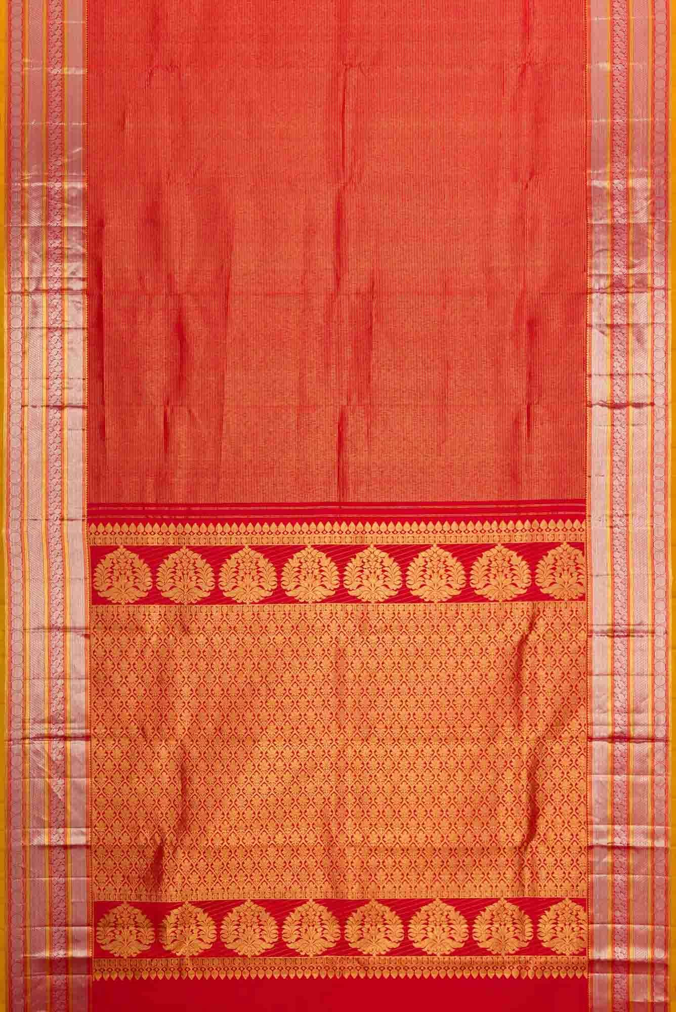 Red Dual Tone Kanjivaram Silk Saree - Image 4