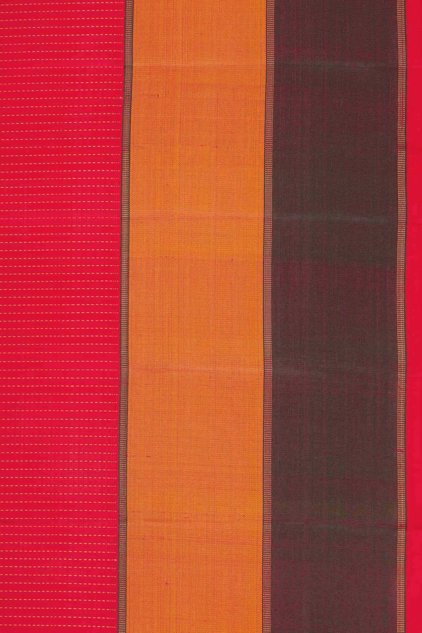 Pure Silk Pure Zari Red Dual Tone Kanchipuram Saree - Image 5