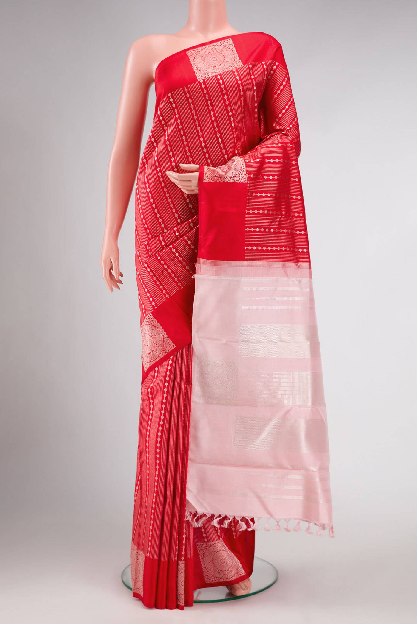Red Dual Tone Kanjivaram Silk Saree