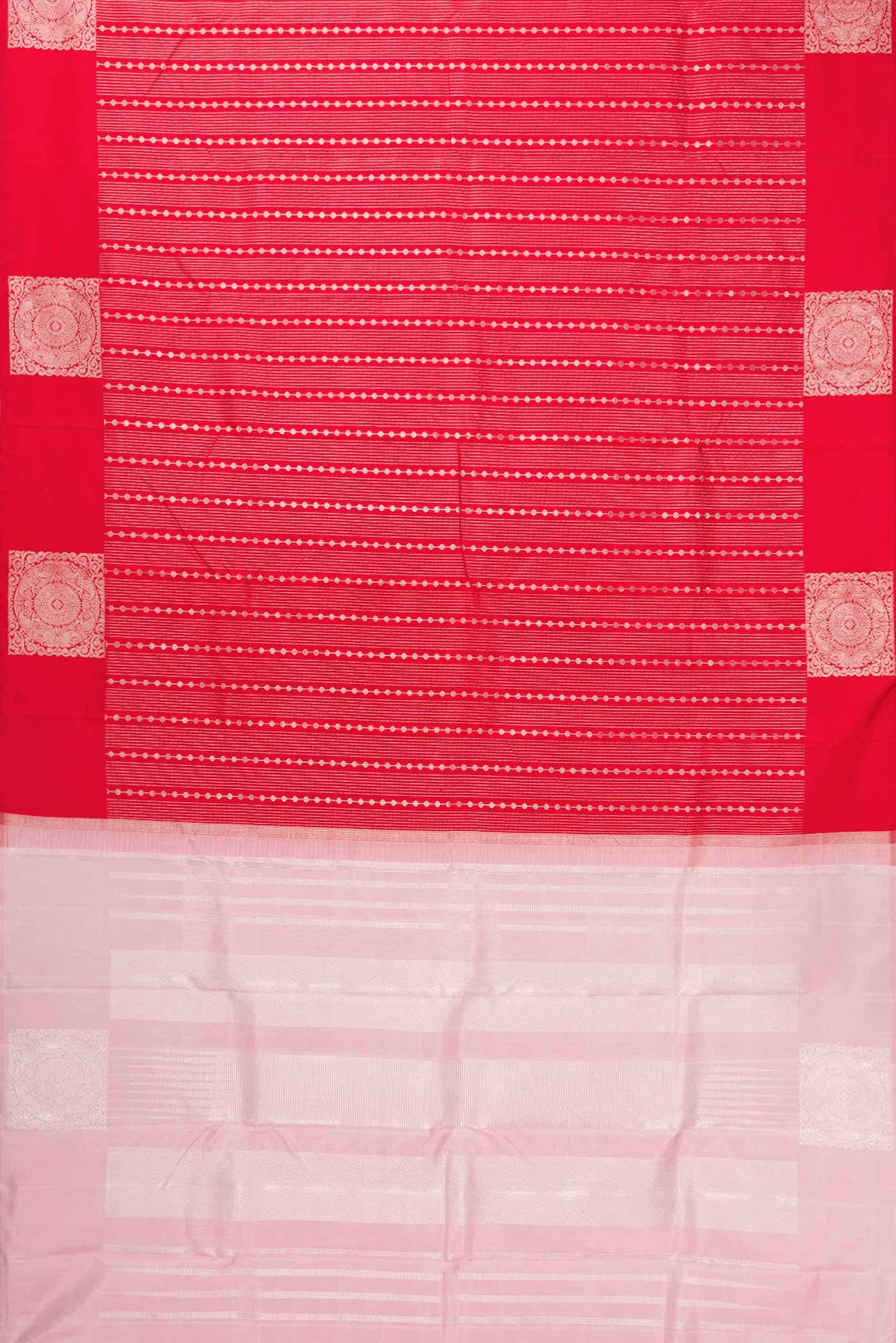 Red Dual Tone Kanjivaram Silk Saree - Image 4