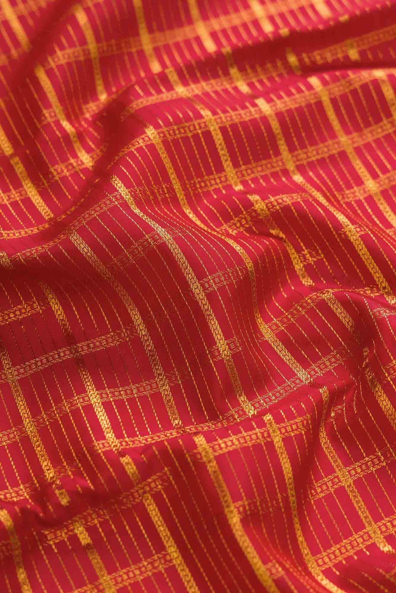Red Dual Tone Kanjivaram Silk Saree - Image 3