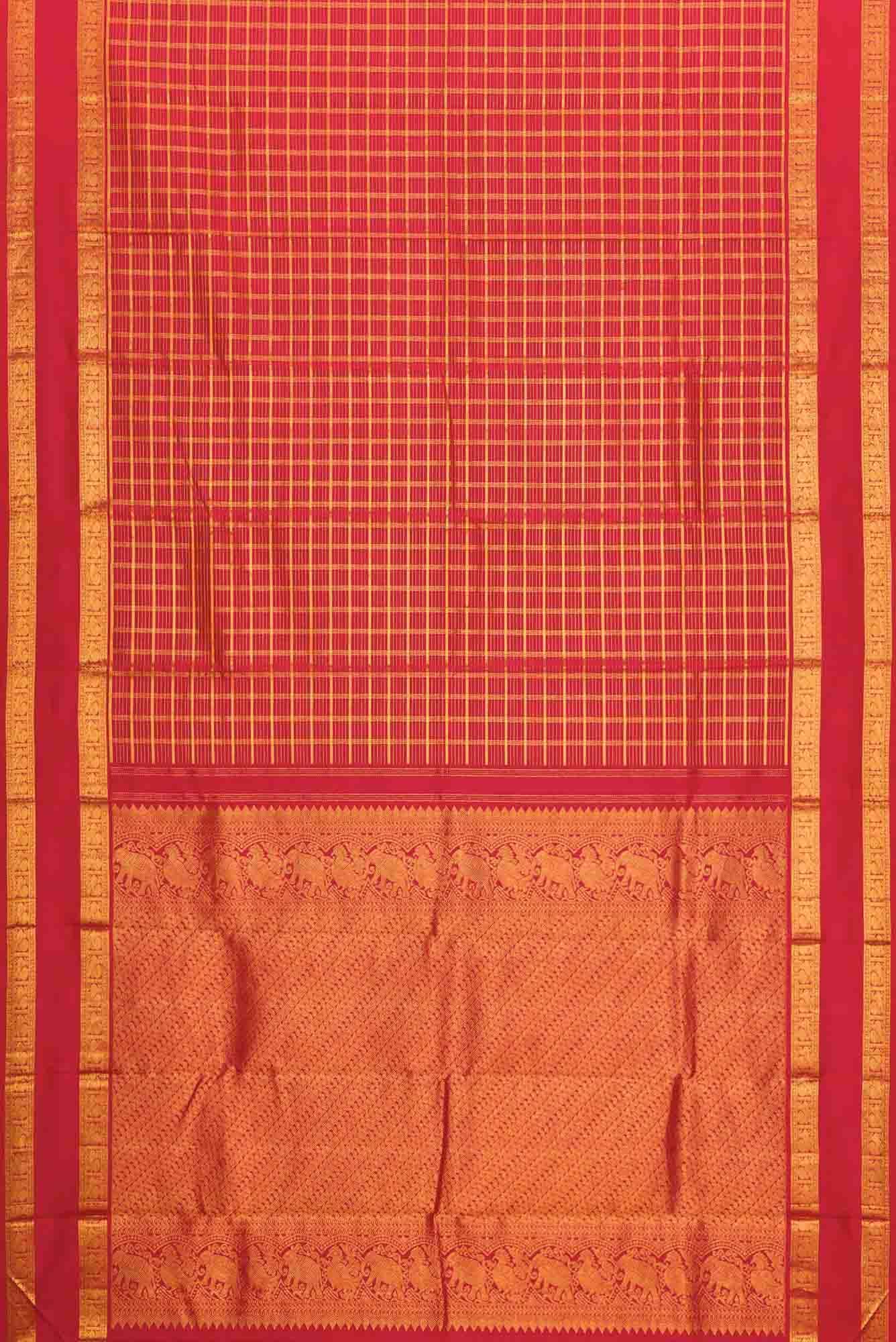 Red Dual Tone Kanjivaram Silk Saree - Image 4