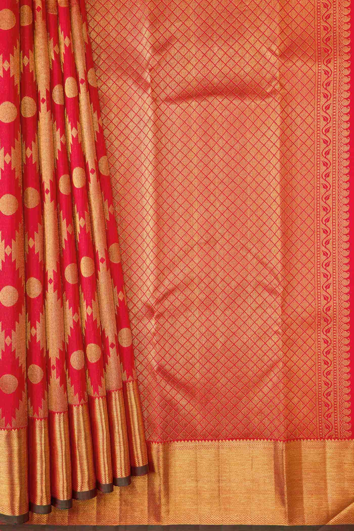Red Dual Tone Kanchipuram Silk Saree - Image 2