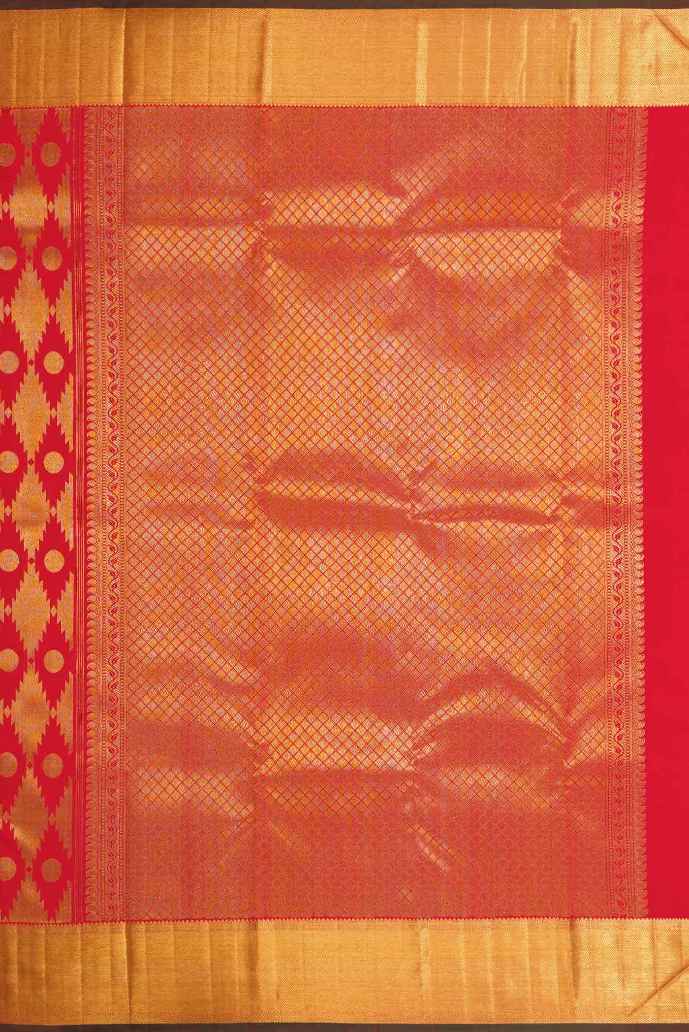 Red Dual Tone Kanchipuram Silk Saree - Image 5